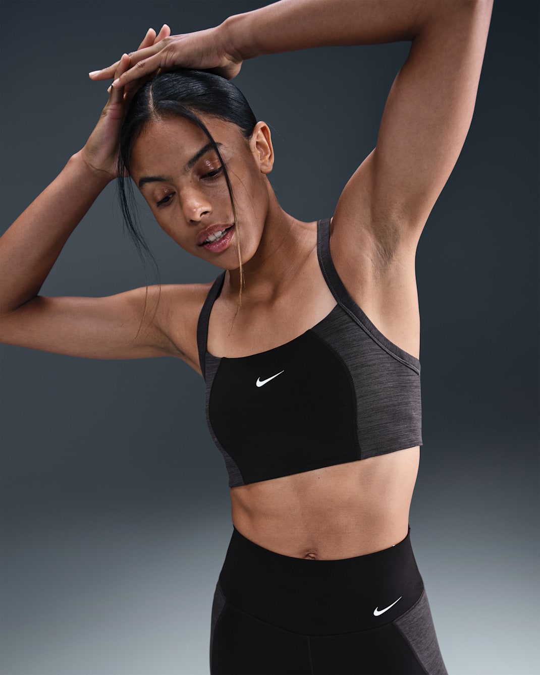 Nike One Women's Light-Support Padded Sports Bra - Black/Dark Shadow/Heather/White