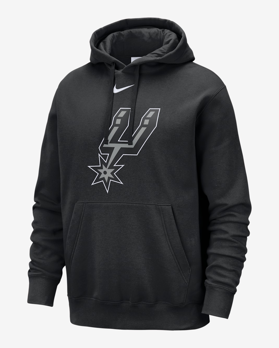 San Antonio Spurs Club Nike NBA-s belebújós, kapucnis férfipulóver - Fekete/Fehér