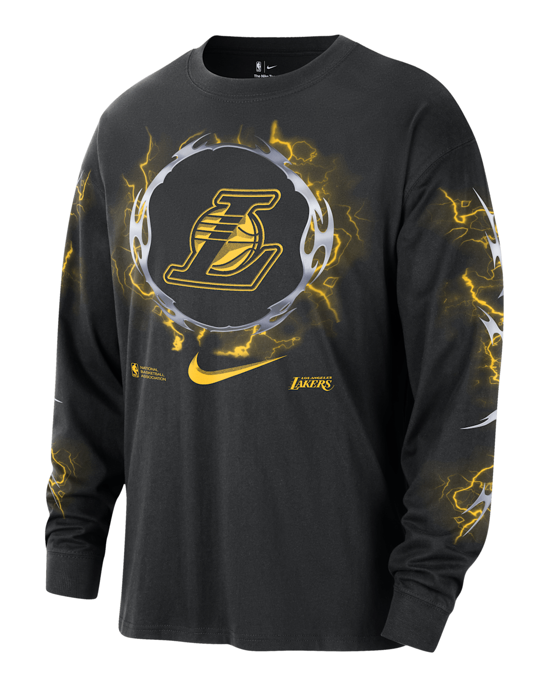 Playera de manga larga Nike de la NBA para hombre Los Angeles Lakers Courtside - Negro