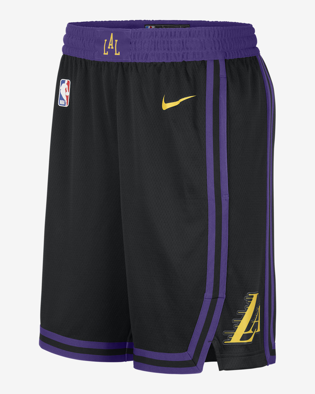 Short Nike Dri-FIT NBA Swingman Los Angeles Lakers City Edition 2023/2024 pour homme - Noir/Amarillo