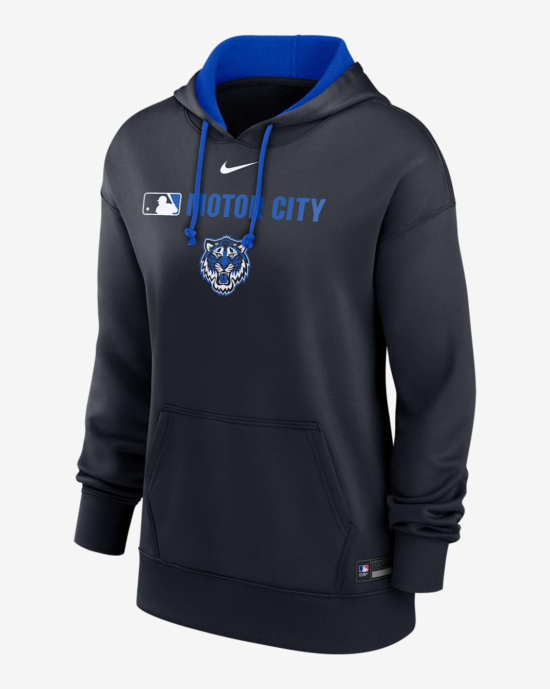 Sudadera con gorro sin cierre Nike Therma de la MLB para mujer Detroit Tigers Authentic Collection City Connect - Azul marino