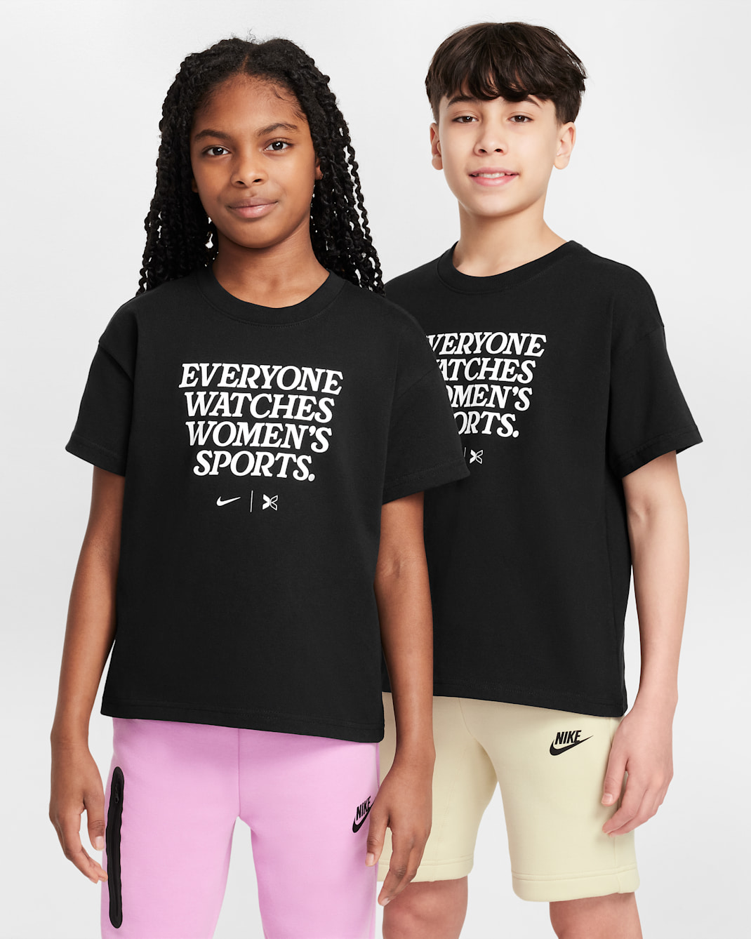 Everyone Watches Women's Sports™ Nike by TOGETHXR Big Kids' T-Shirt - Black