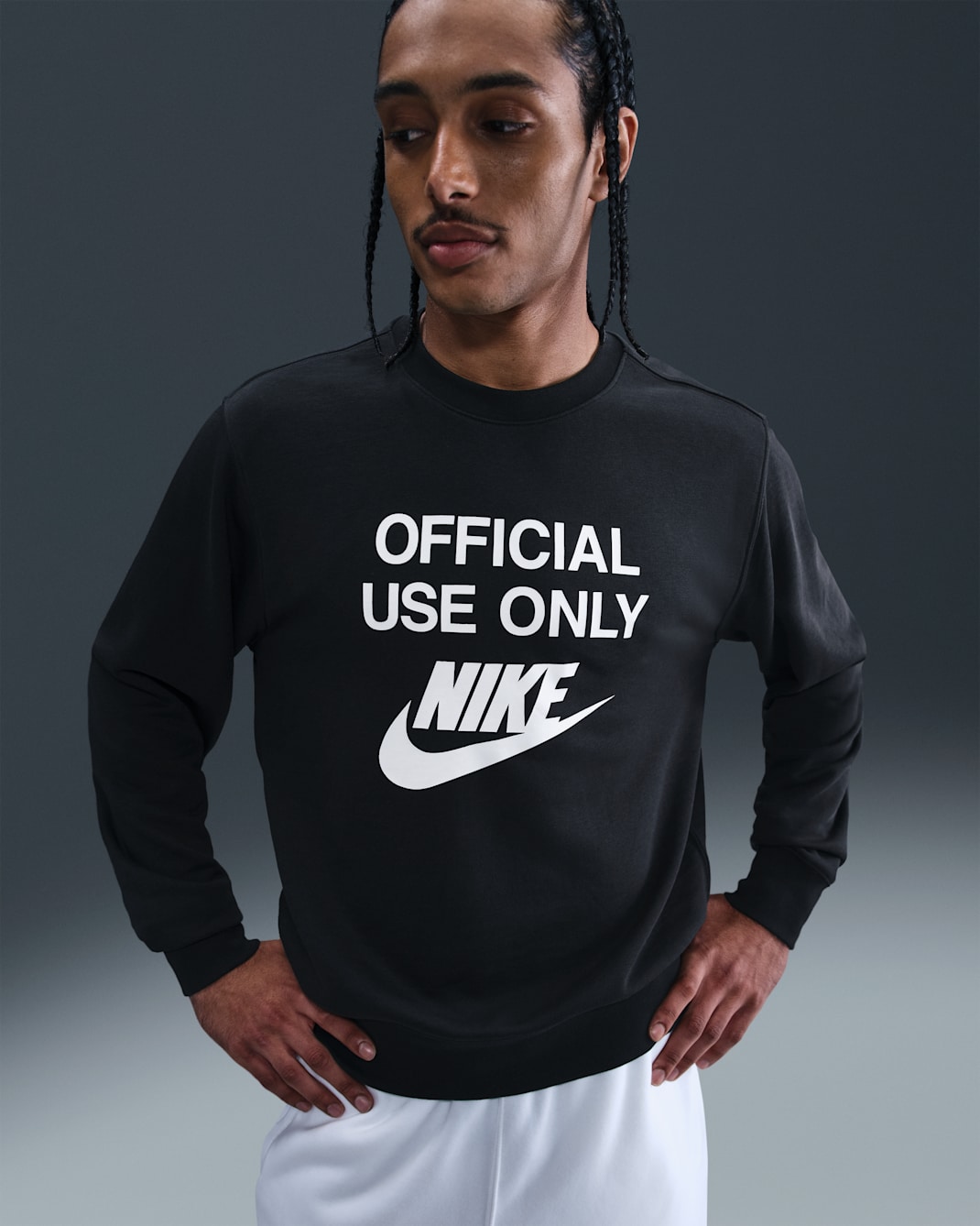 Sudadera de cuello redondo de French Terry para hombre Nike Club - Negro/Blanco
