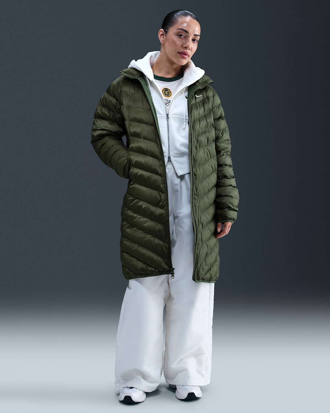 Nike Sportswear Windpuffer Women's Therma-FIT Hooded Parka - Medium Olive/Sail