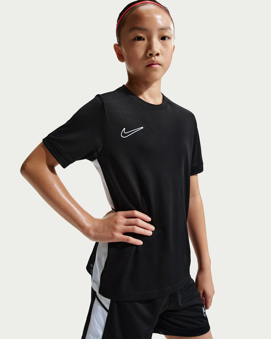 Nike Academy Dri-FIT-fodboldtrøje til større børn (piger) - sort/hvid/sort/hvid