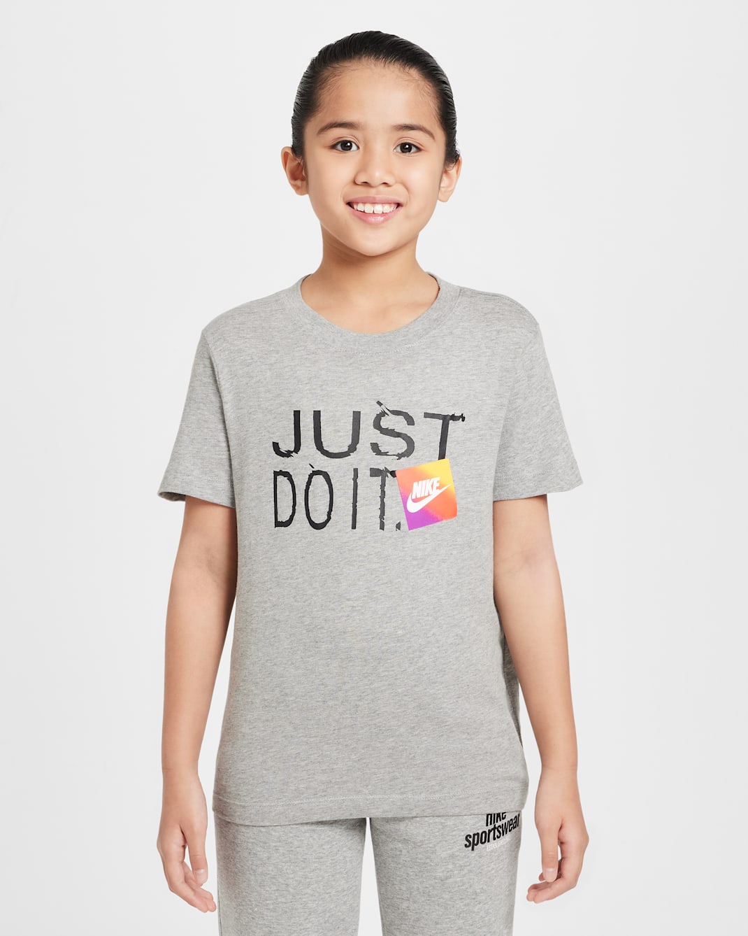 Playera para niños talla grande Nike Sportswear - Gris oscuro jaspeado