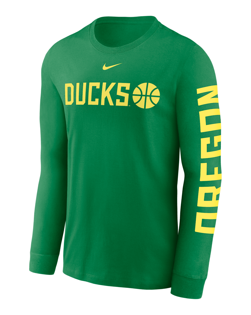Oregon Ducks Basketball Icon Men's Nike College Long-Sleeve T-Shirt - Apple Green