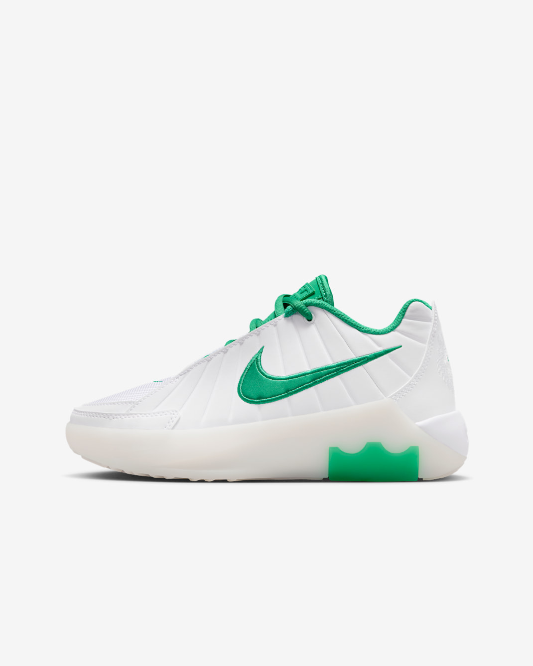 Tenis de básquetbol para niños grandes LeBron Witness 9 - Blanco/Blanco/Oro metalizado/Verde estadio