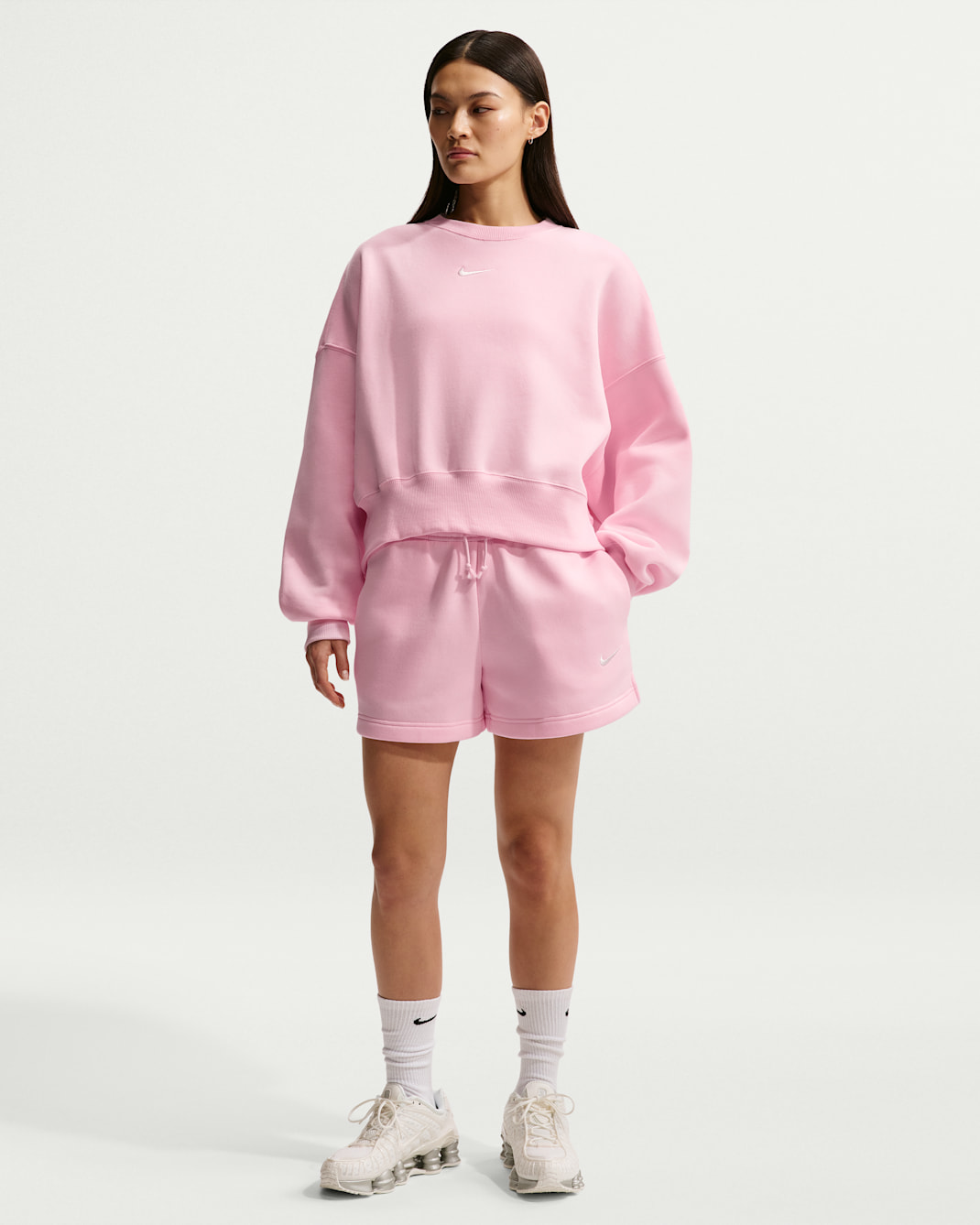 Nike Sportswear Phoenix Fleece Normal Belli 10 cm Kadın Şortu - Pink Foam/Sail