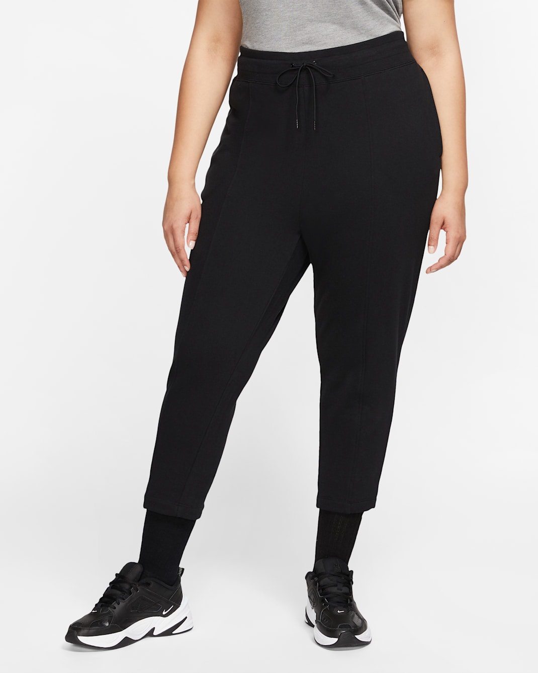 Nike Sportswear Swoosh Women's French Terry Trousers (Plus Size) - Black/White