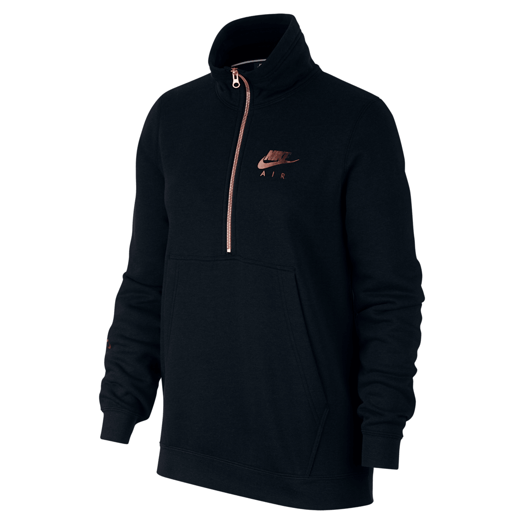 Nike Air Fleece-Oberteil mit Halbreißverschluss für Damen - Schwarz/Rose Gold