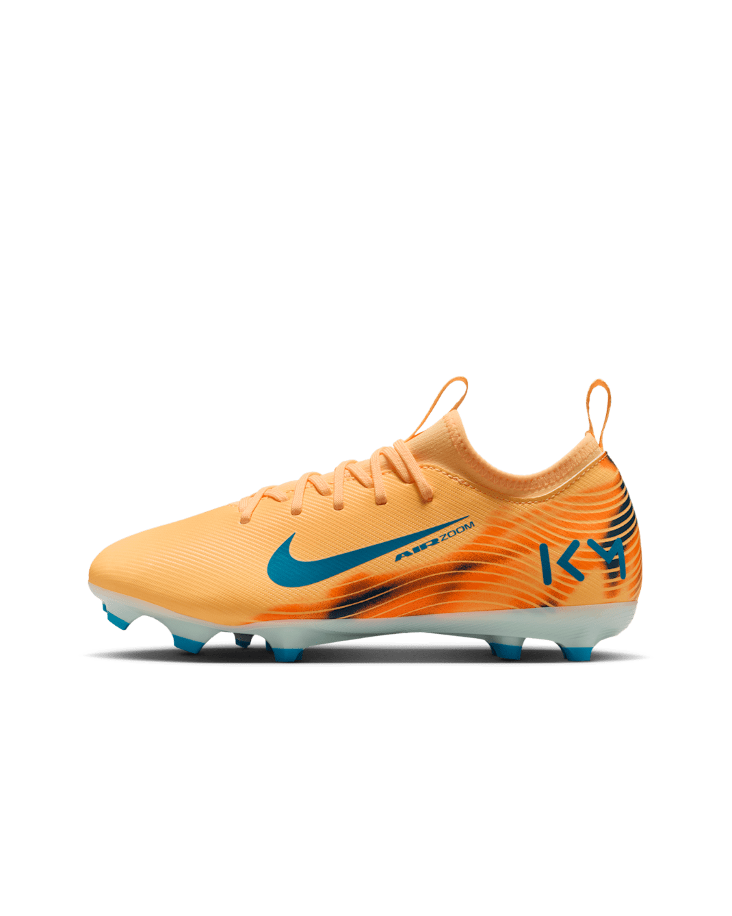 Nike Jr. Mercurial Vapor 16 Academy 'Kylian Mbappé' Older Kids' Multi-Ground Low-Top Football Boot - Melon Tint/Igloo/Neo Turquoise