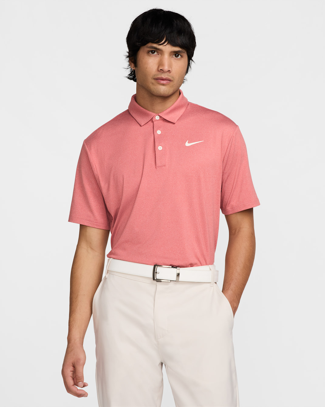 Polo de golf Dri-FIT jaspeado para hombre Nike Tour - Cinabrio/Marfil pálido