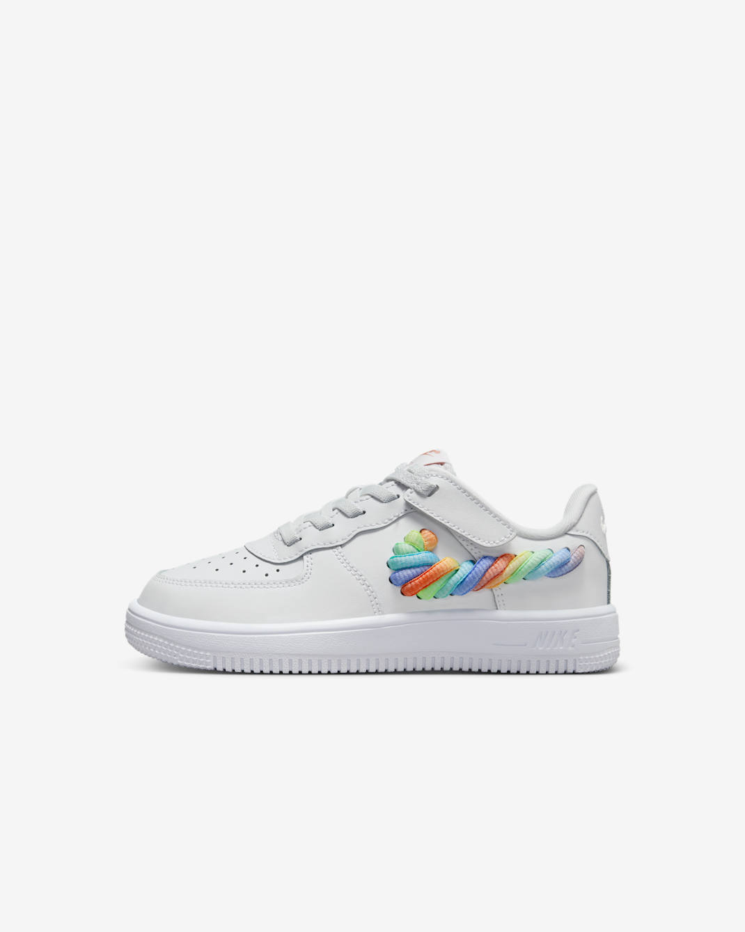 Nike Force 1 Low LV8 EasyOn Younger Kids' Shoes - White/Terra Blush/Vapour Green/Multi-Colour
