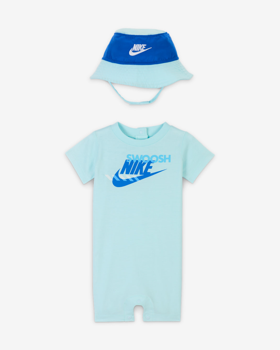 Nike Sportswear PE kezeslábas és karimás sapkaszett babáknak (0-9 hónapos korig) - Glacier Blue