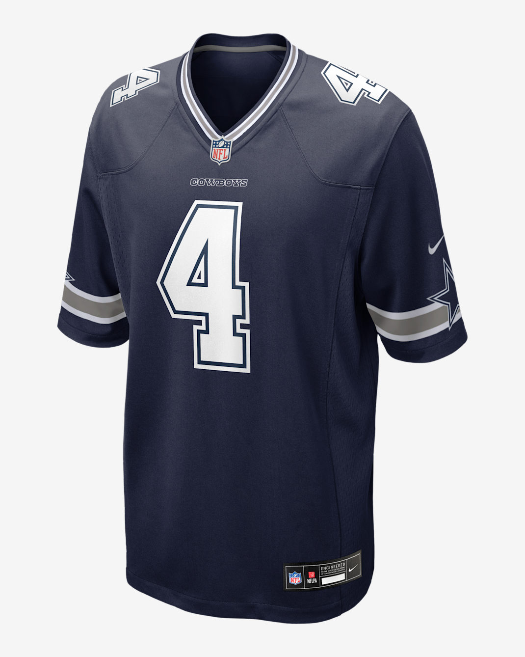 Jersey de juego Nike para hombre Dak Prescott Dallas Cowboys - Azul marino universitario