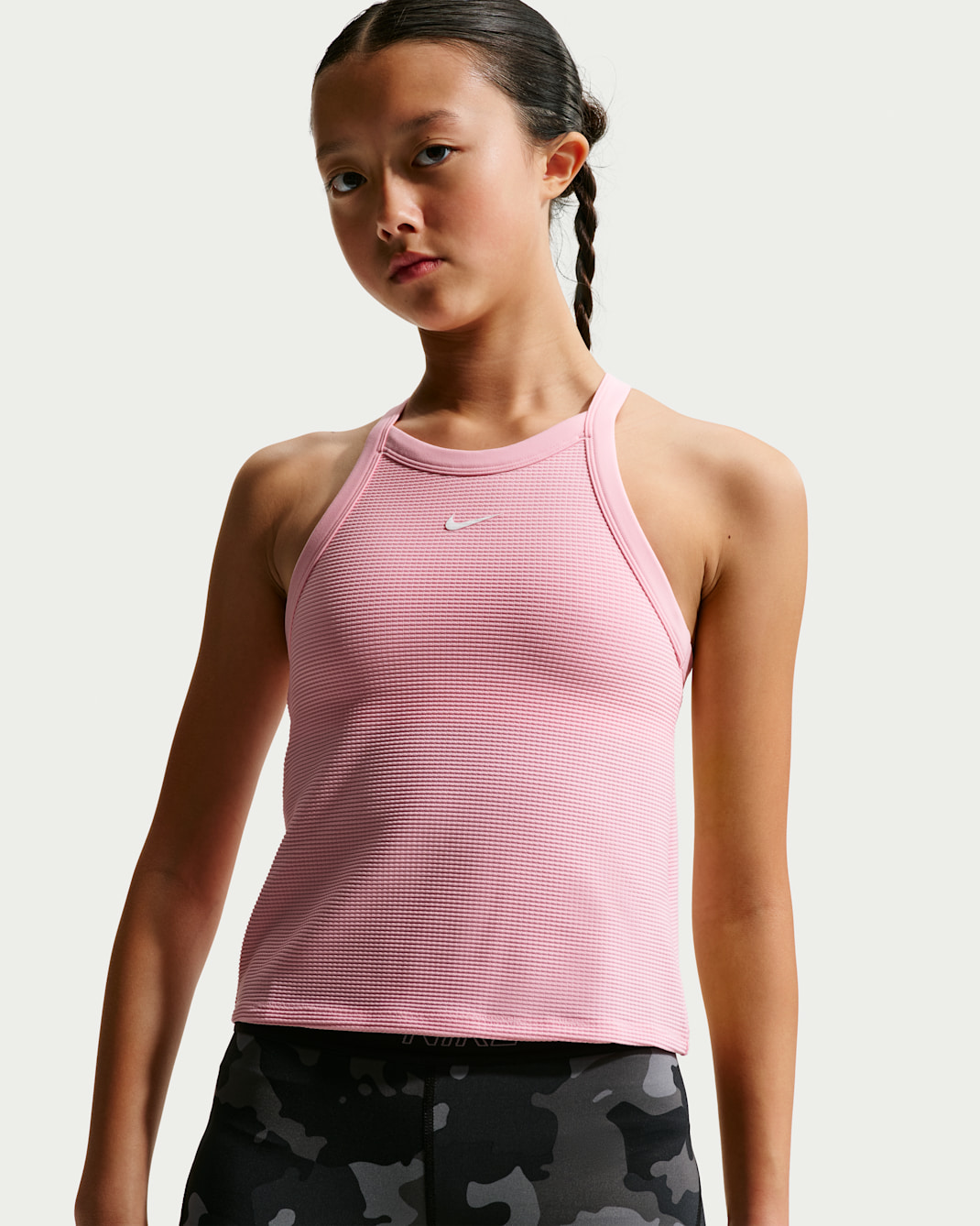 Nike Girls' High-Neck Tank Top - Medium Soft Pink/White