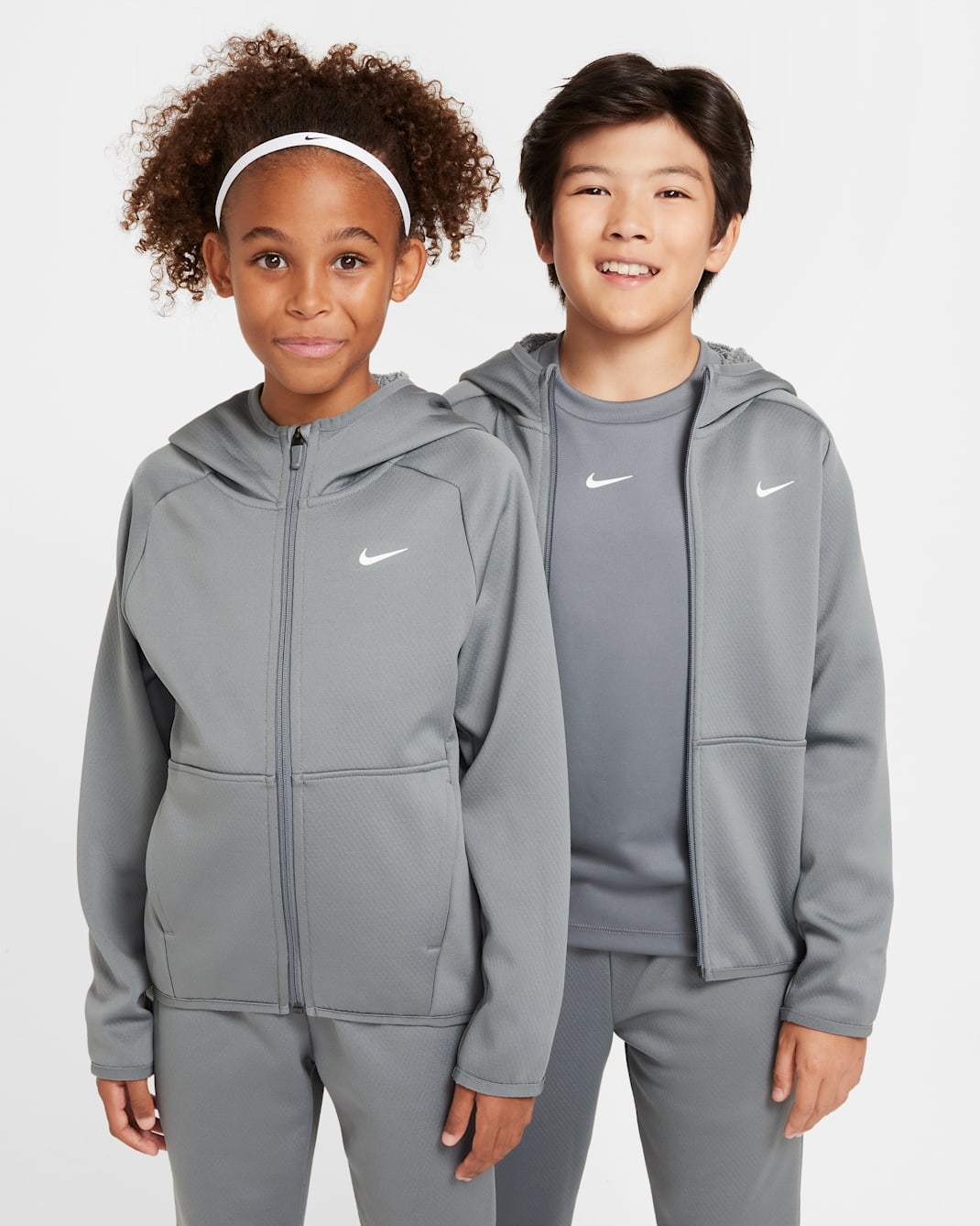 Nike Big Kids' Therma-FIT Winterized Training Hoodie - Smoke Grey/Smoke Grey/White