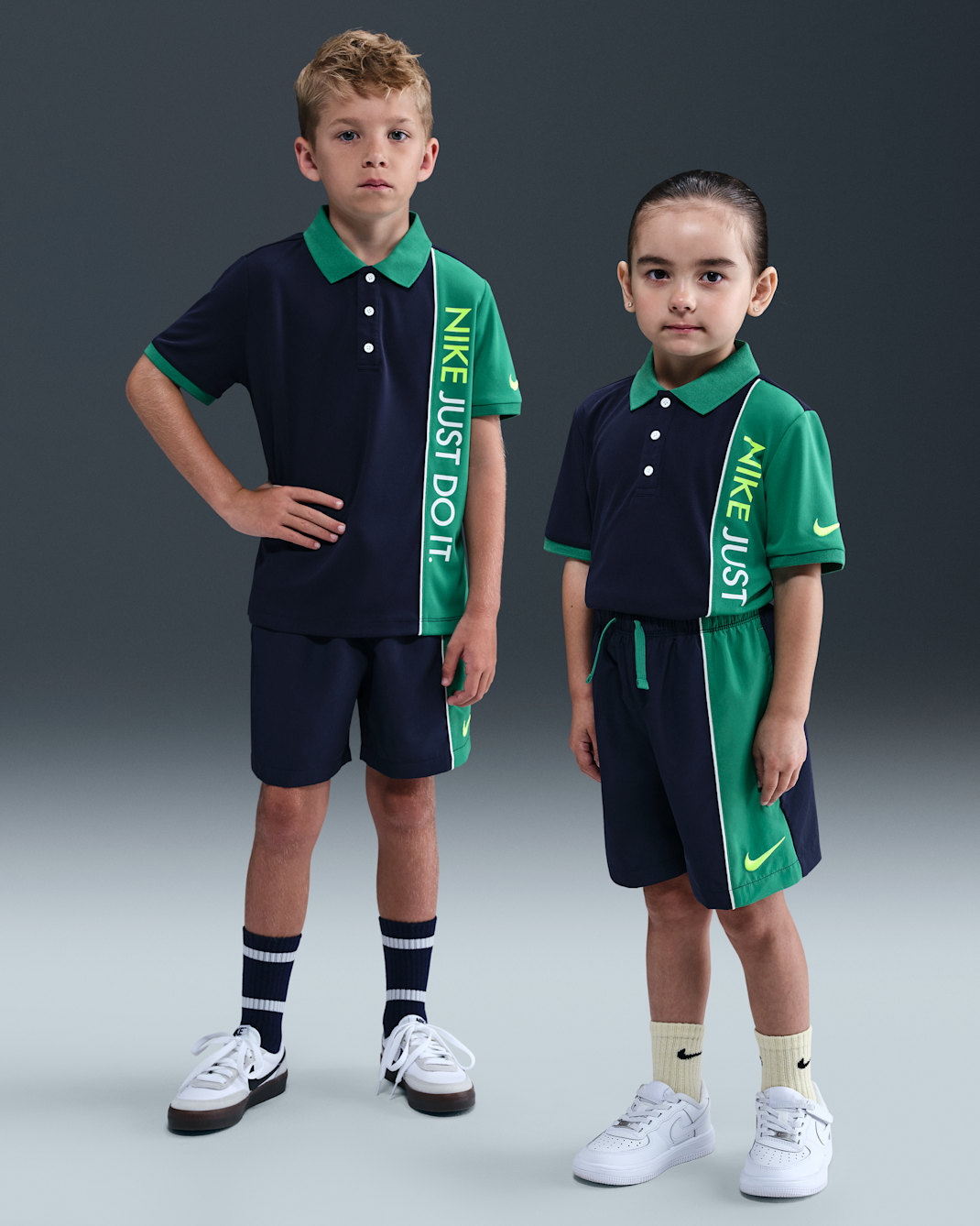 Conjunto de 2 piezas de shorts para niños talla pequeña Nike Net Dri-FIT - Azul marino medianoche