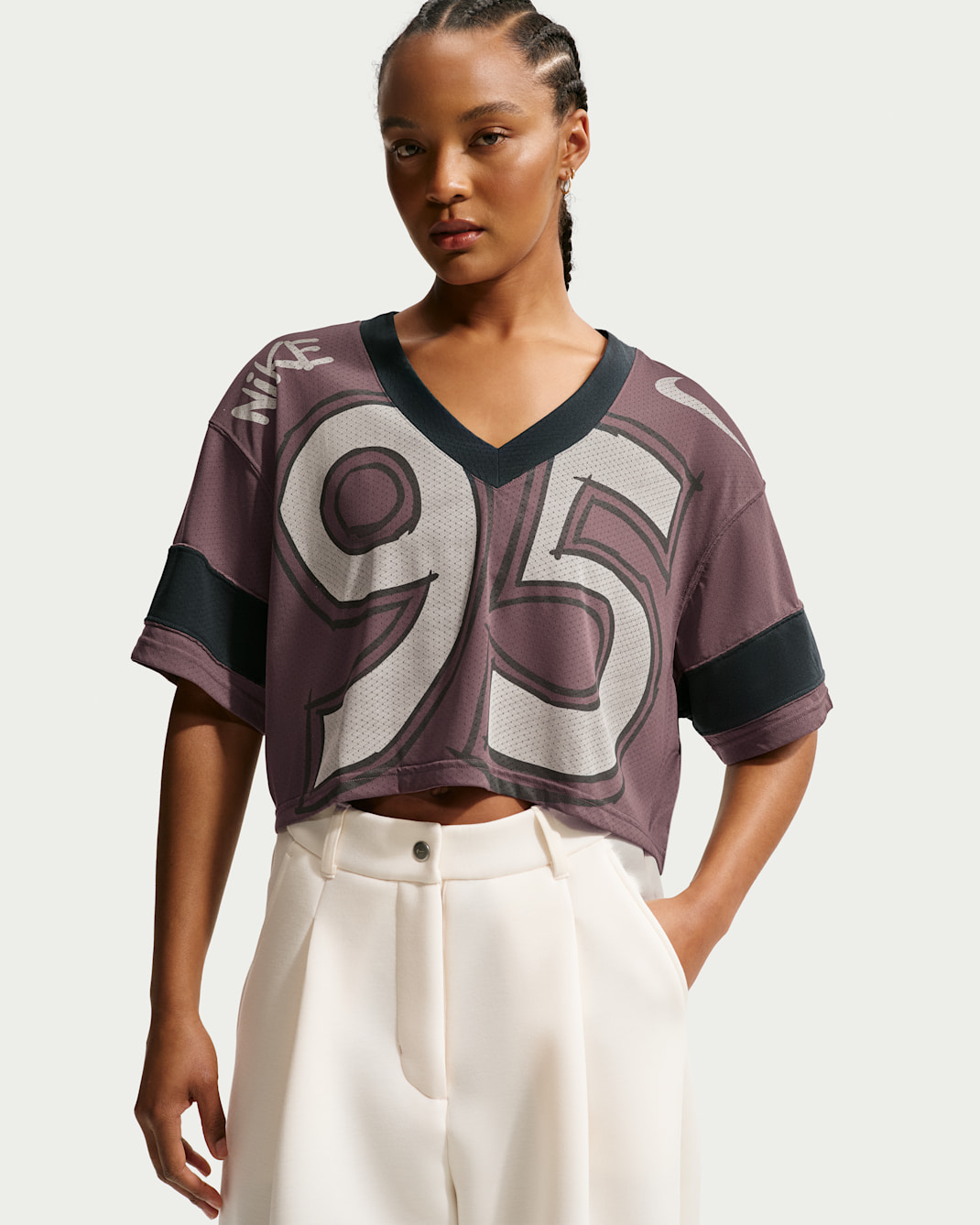 Nike Sportswear Women's Oversized Cropped Jersey - Tattoo/Dark Smoke Grey/Chalk