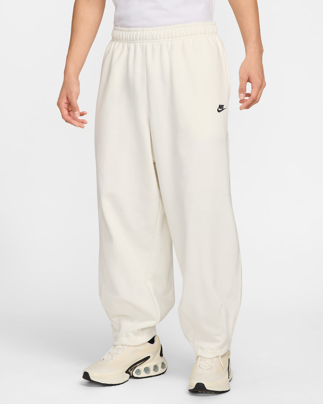 Nike Club Fleece Men's Oversized French Terry Trousers - Sail/Sail/Black