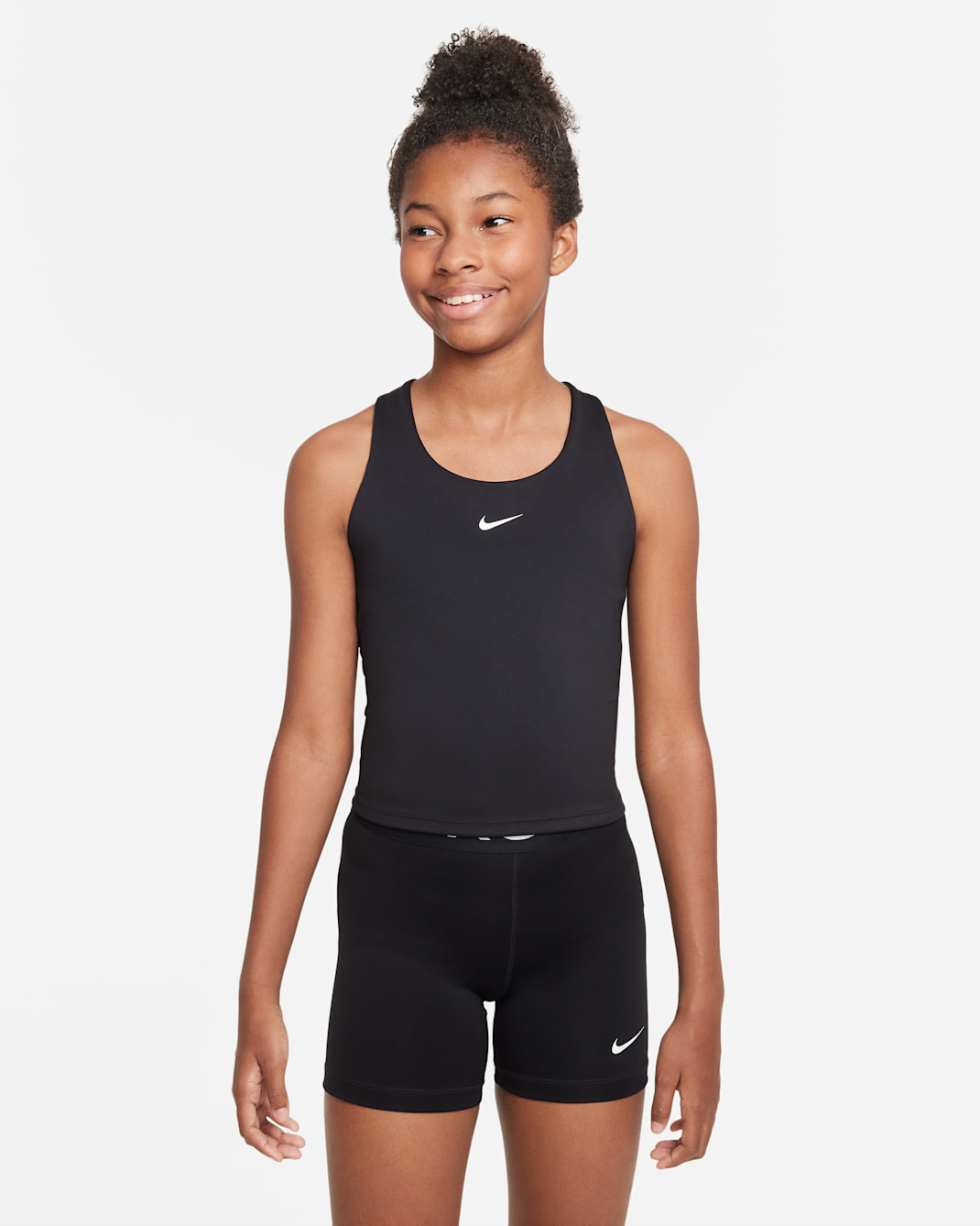 Nike Swoosh Older Kids' (Girls') Tank Sports Bra - Black/White
