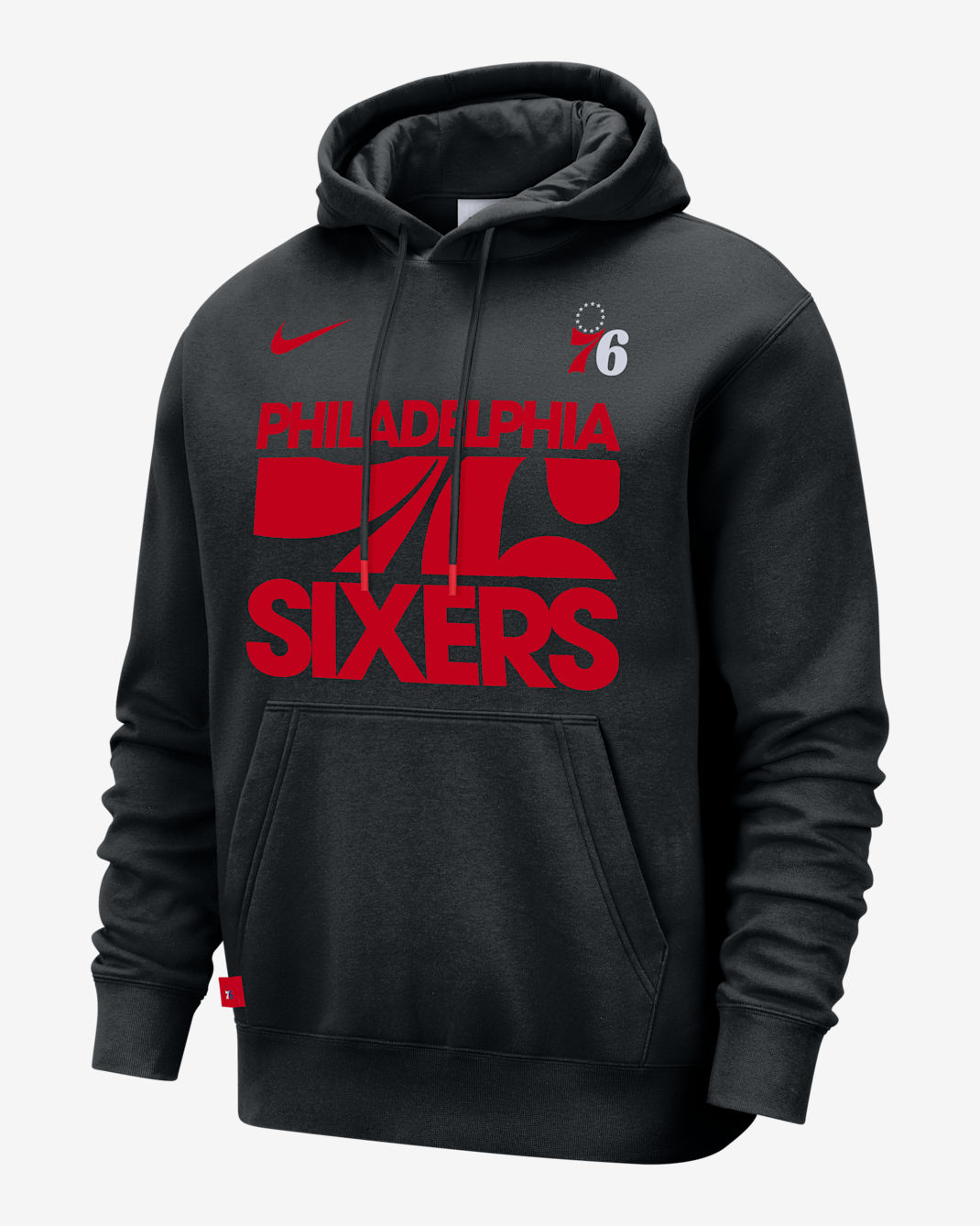 Philadelphia 76ers Club Courtside Men's Nike NBA Pullover Hoodie - Black/University Red