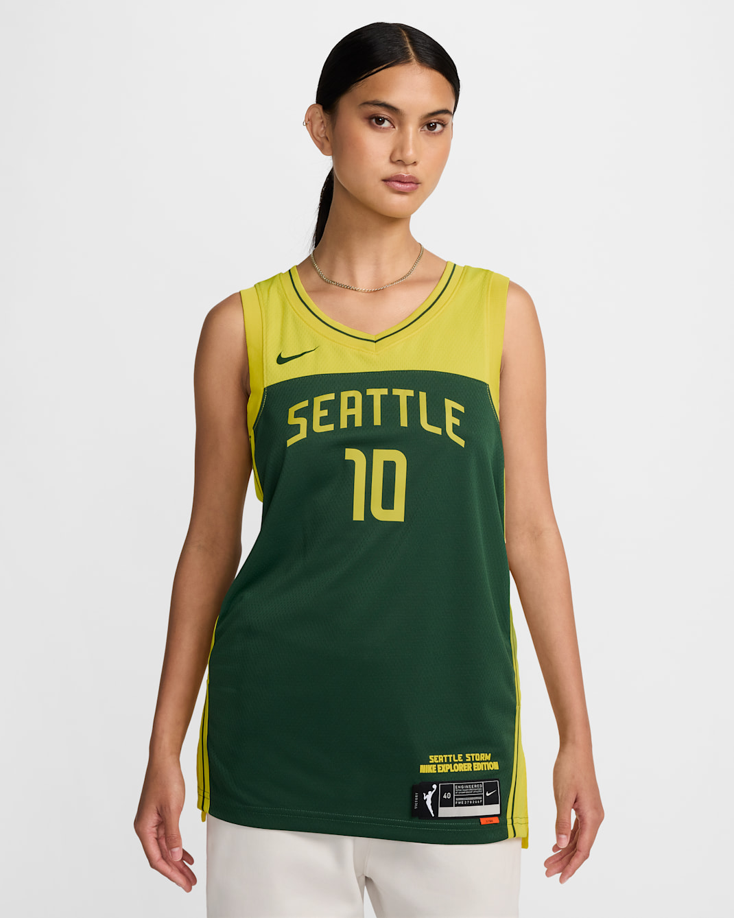 Camiseta Nike Dri-FIT WNBA Victory Sue Bird Storm Explorer Edition - Abeto/Amarillo strike