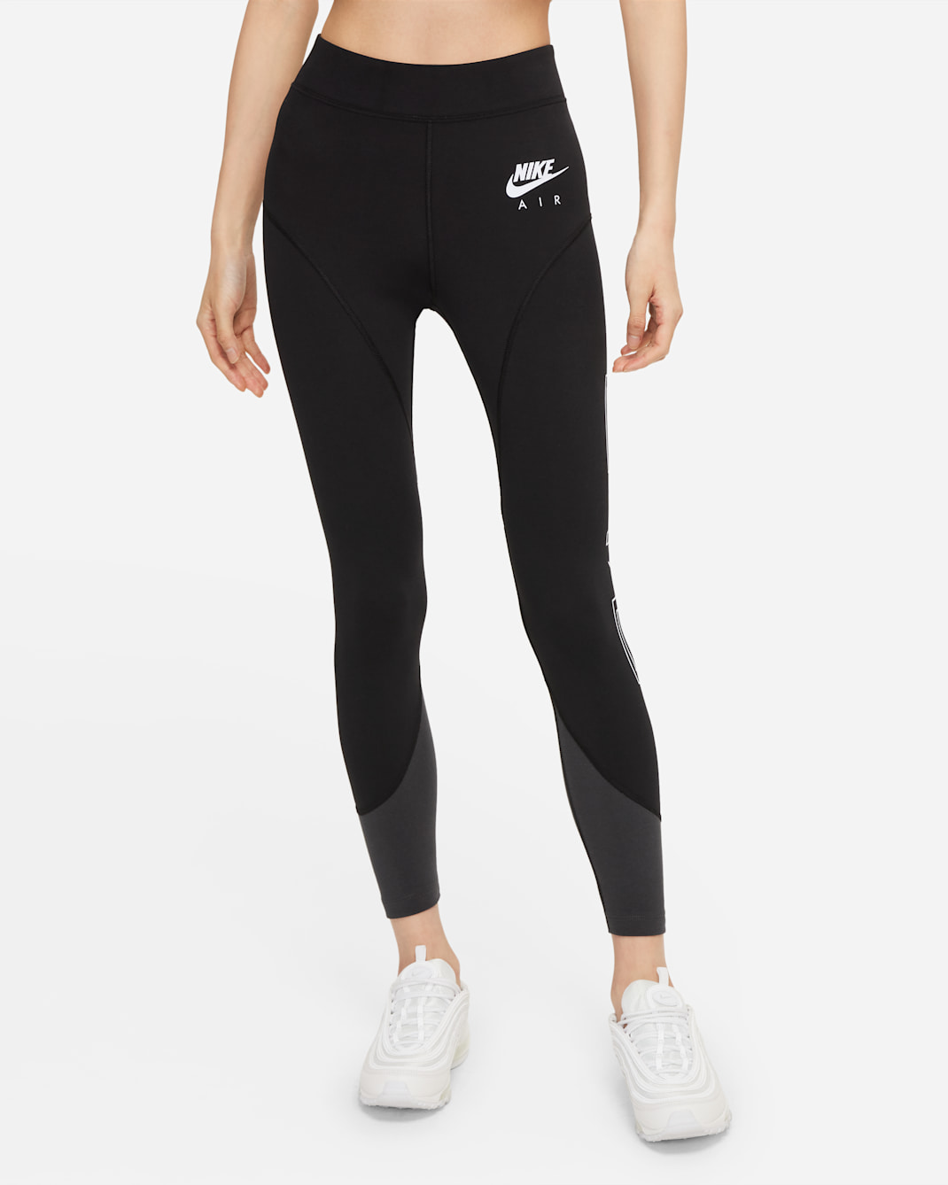 เลกกิ้งเอวสูงผู้หญิง Nike Air - ดำ/Dark Smoke Grey/ขาว