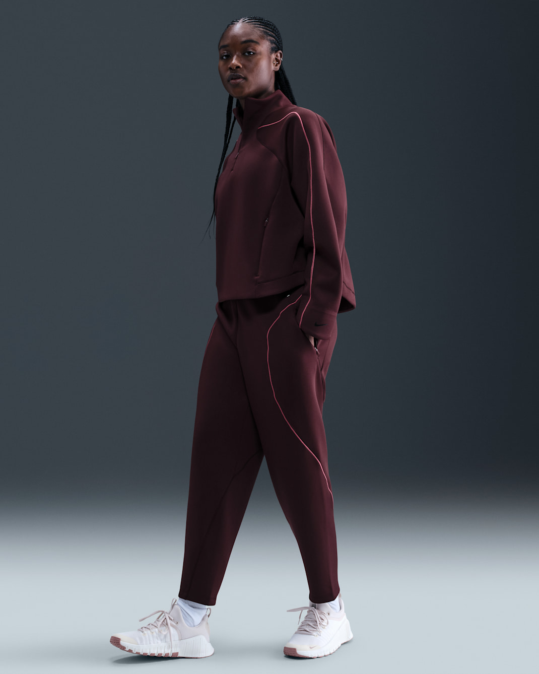 Pants Dri-FIT holgados de 7/8 para mujer Nike Universa - Burdeos enérgico/Remolacha dulce/Burdeos ceniza