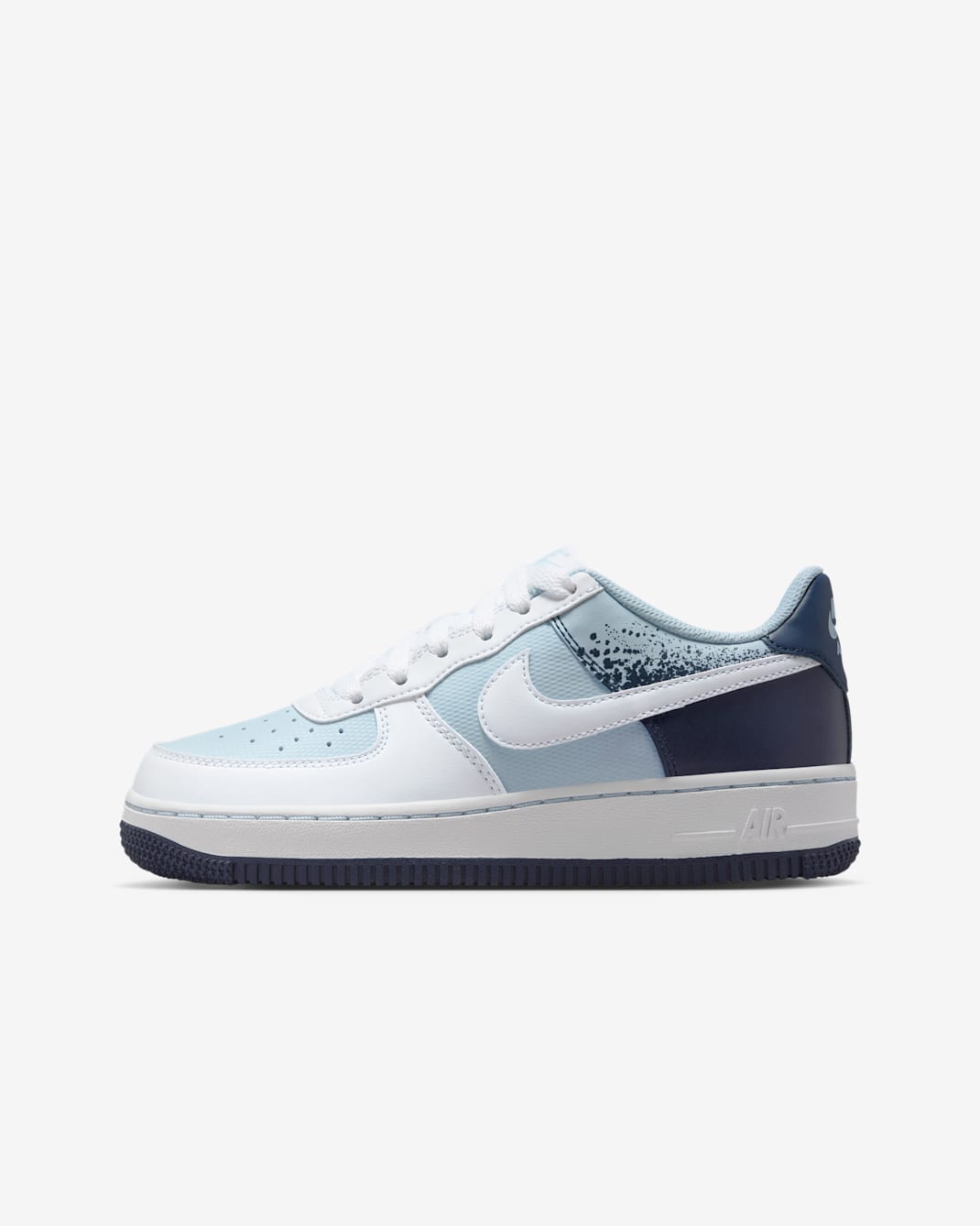 Tenis para niño grande Nike Air Force 1 - Azul militar claro/Azul marino medianoche/Blanco