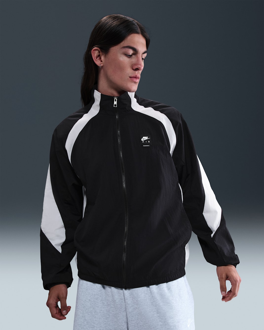 Chamarra deportiva de tejido Woven para hombre Nike Air - Negro/Blanco/Negro