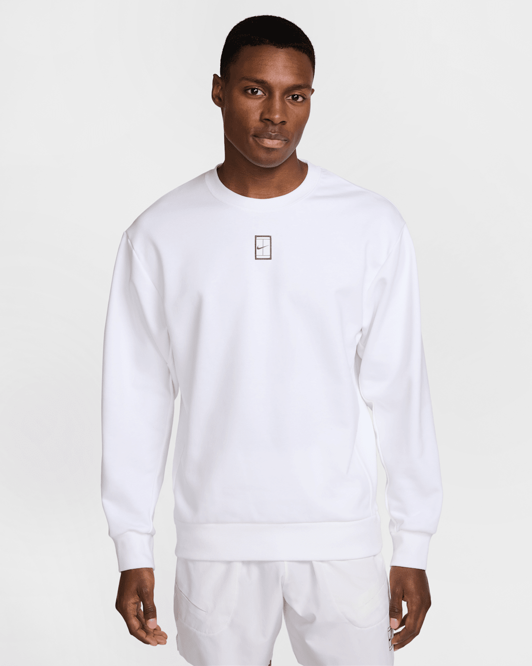 Sudadera de cuello redondo de tejido Fleece Dri-FIT para hombre NikeCourt Heritage - Blanco