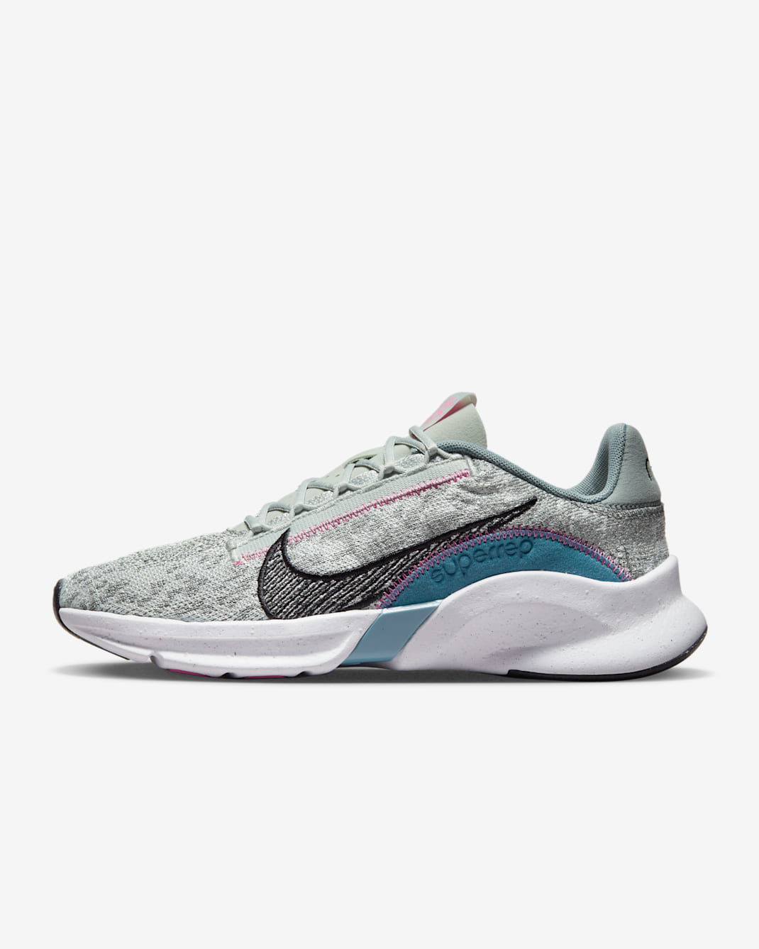 Nike SuperRep Go 3 Flyknit Next Nature Women's Workout Shoes - Light Silver/Mica Green/Noise Aqua/Black