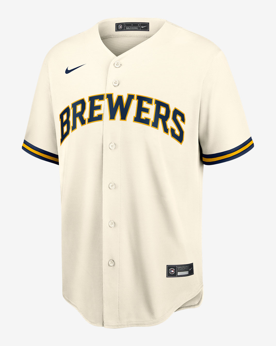 MLB Milwaukee Brewers Men's Replica Baseball Jersey - Light Bone