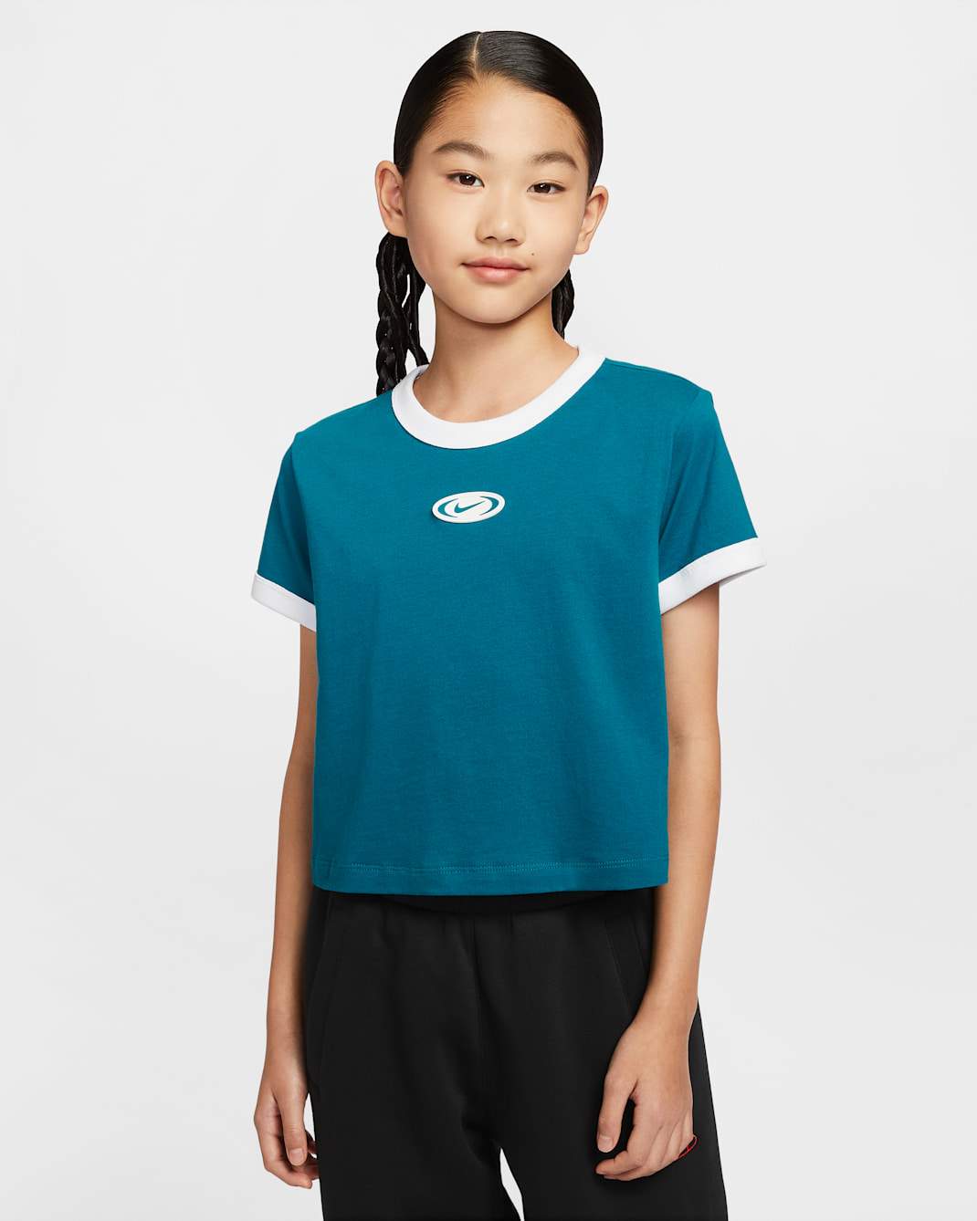 Nike Sportswear Older Kids' (Girls') Cropped T-Shirt - Green Abyss