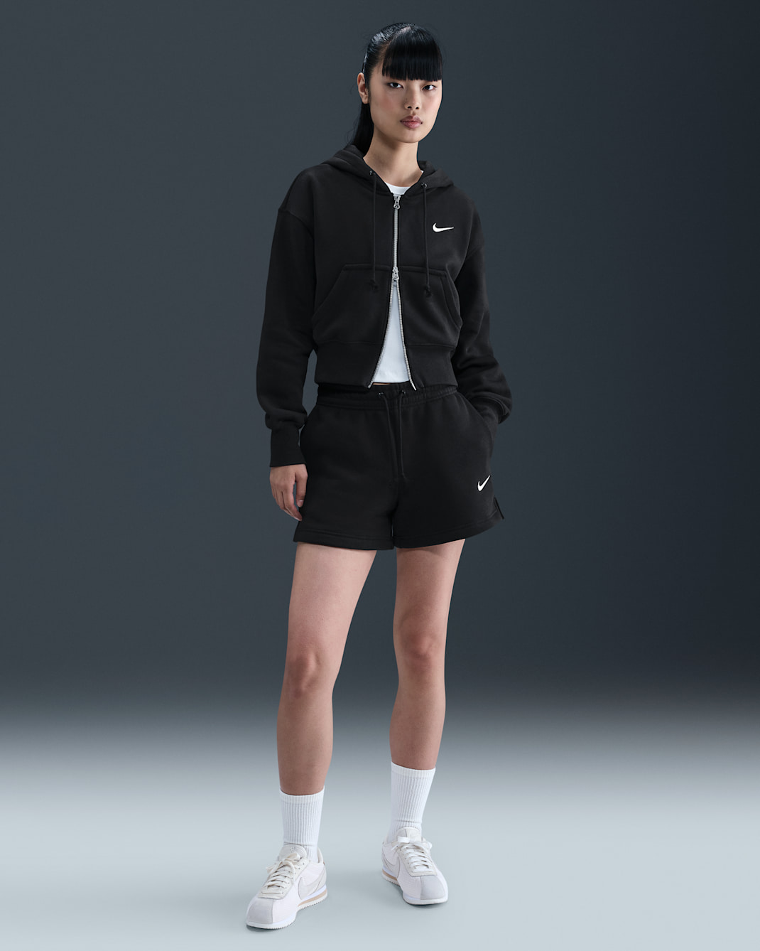 Nike Sportswear Phoenix Fleece Women's Mid-Rise 4" Shorts - Black/Sail
