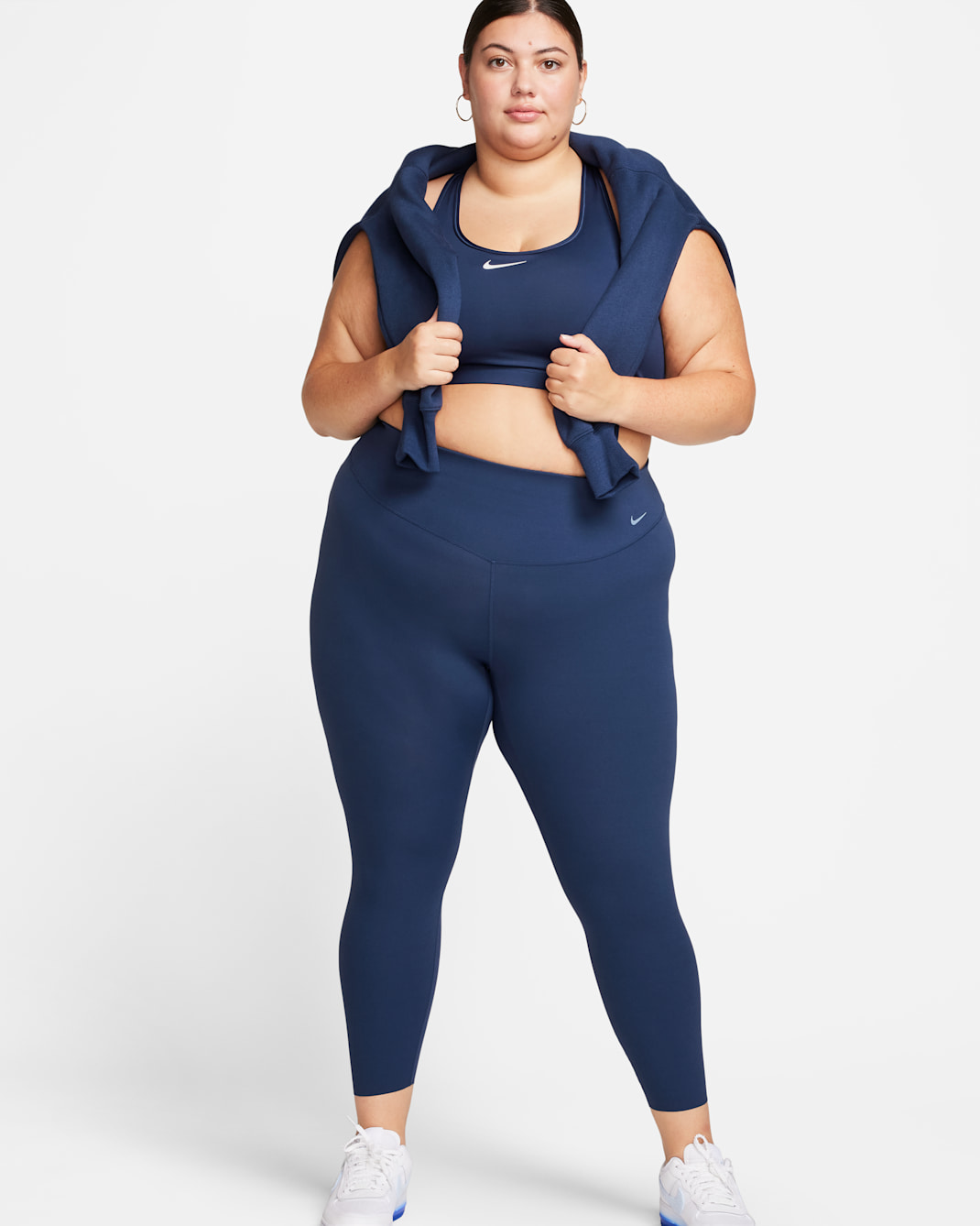 Leggings de cintura alta de 7/8 para mujer (talla grande) Nike Zenvy - Azul marino medianoche/Negro