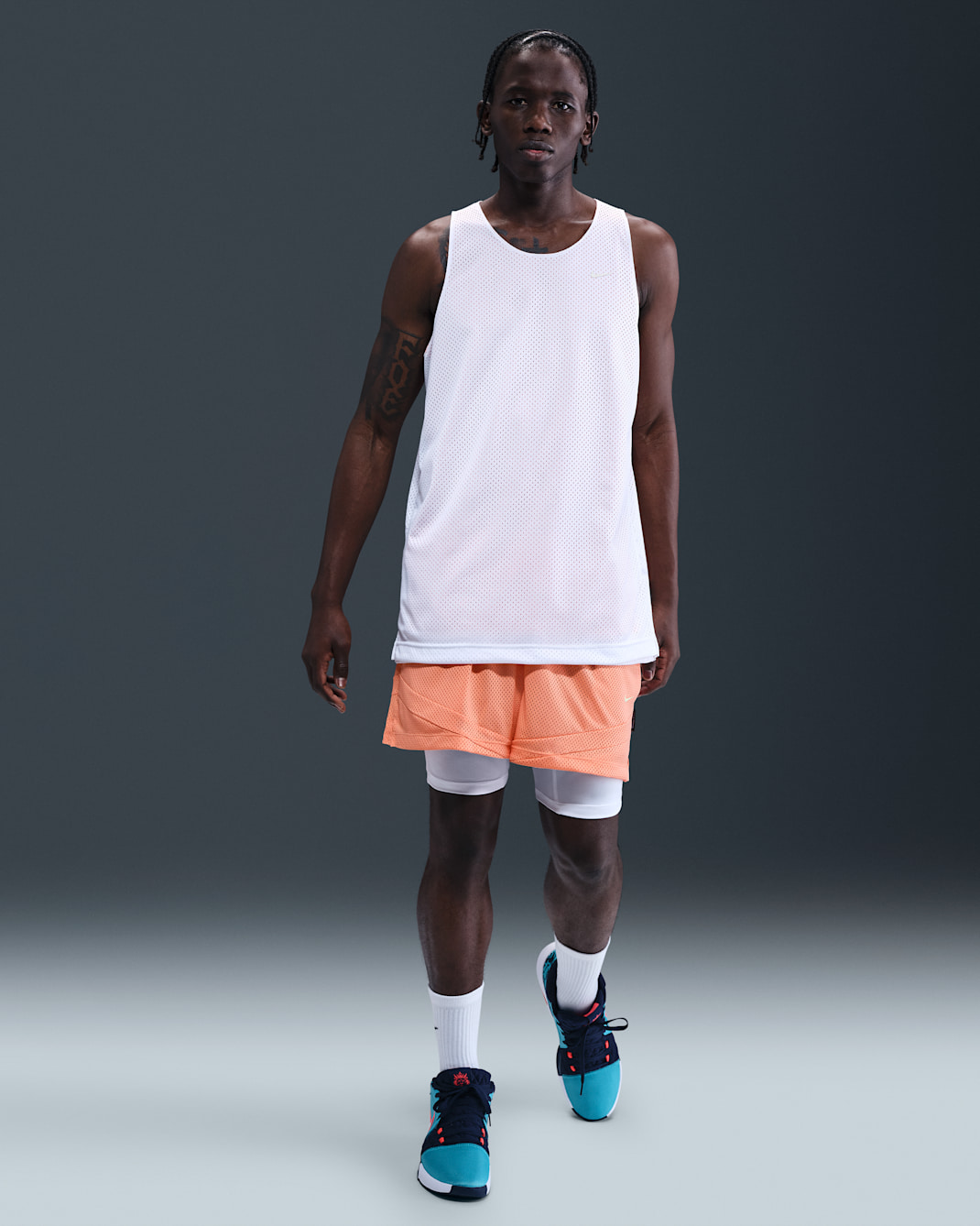 Nike Icon Shorts de básquetbol Dri-FIT de 10 cm 2 en 1 para hombre - Ágata melocotón/Blanco/Marfil pálido