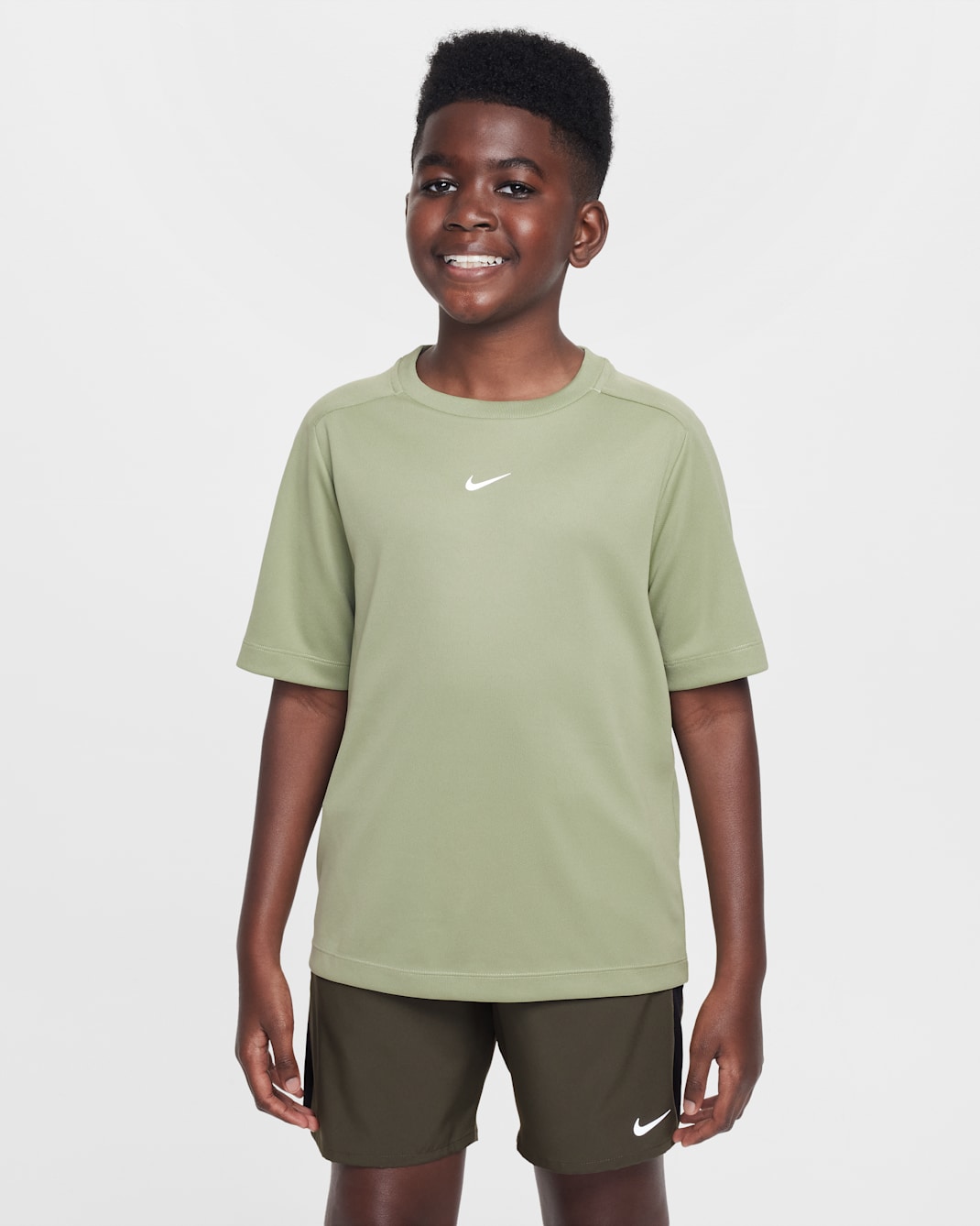 Nike Multi Older Kids' (Boys') Dri-FIT Training Top - Oil Green/White