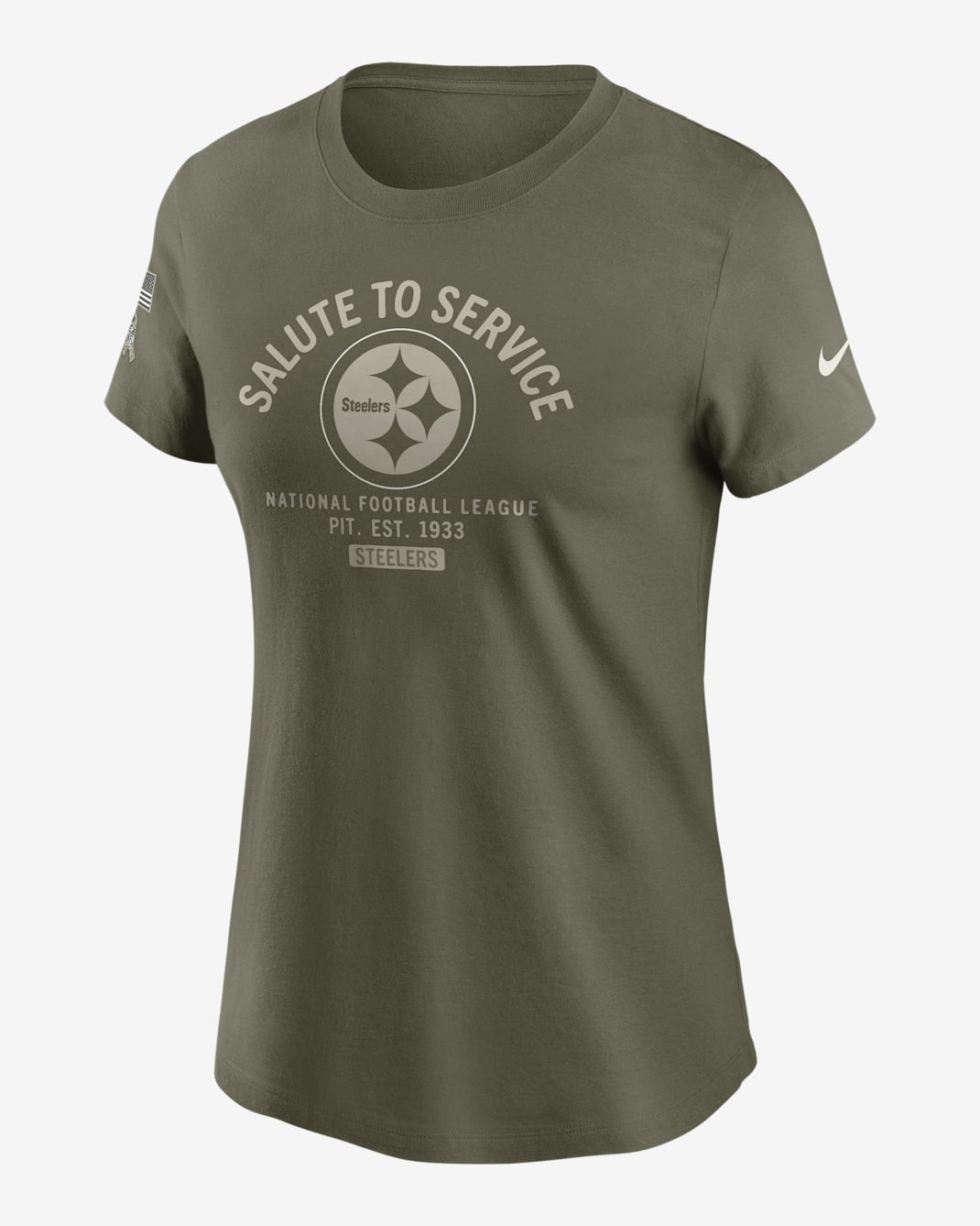Pittsburgh Steelers Salute to Service Sideline Women's Nike NFL T-Shirt - Olive