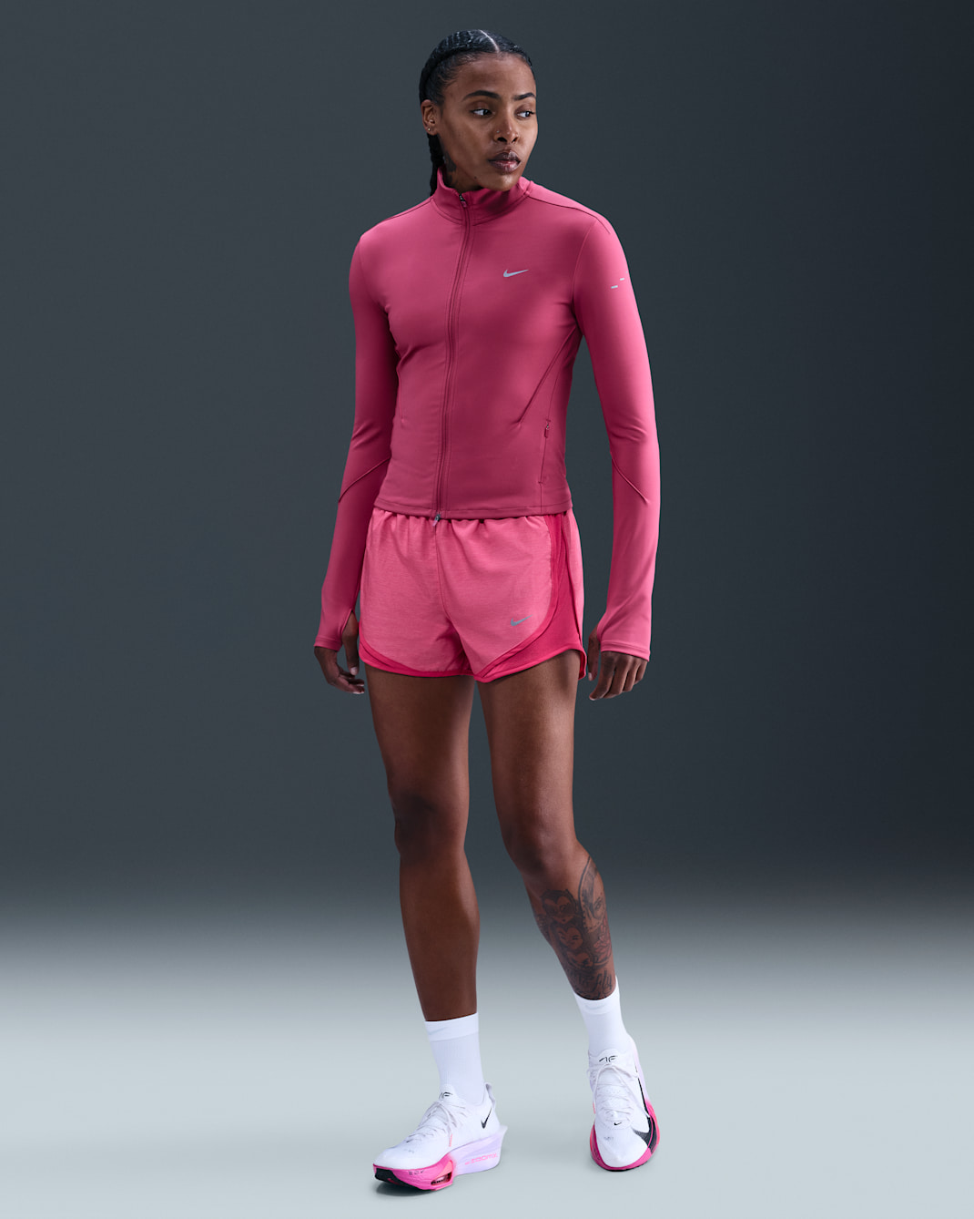 Calções de running forrados com slips de cintura normal Dri-FIT Nike Tempo para mulher - Rosa Rush/Heather/Rosa Rush