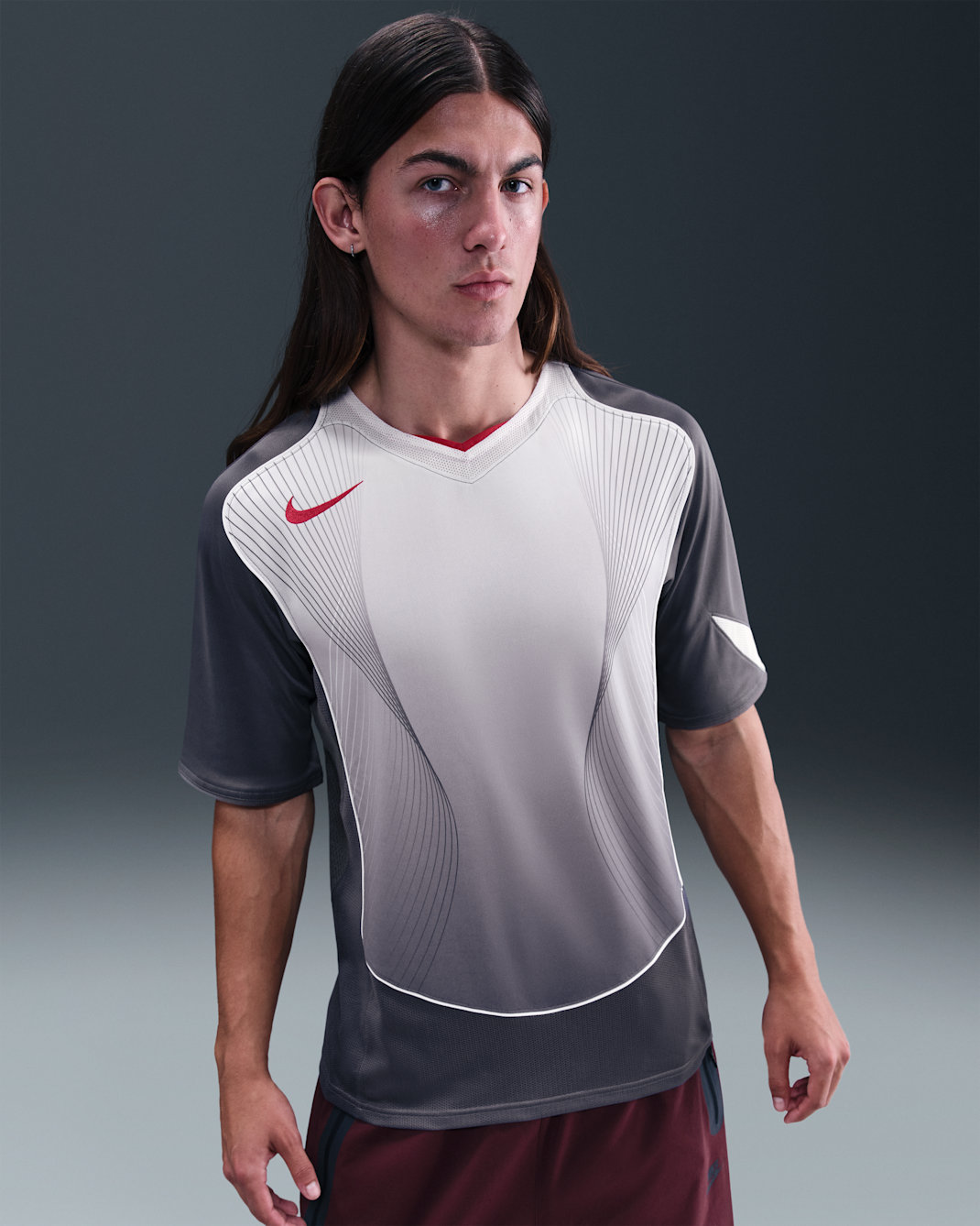 Nike Total 90 Men's Dri-FIT Short-Sleeve Soccer Jersey - Light Graphite/Sail/Gym Red/Gym Red