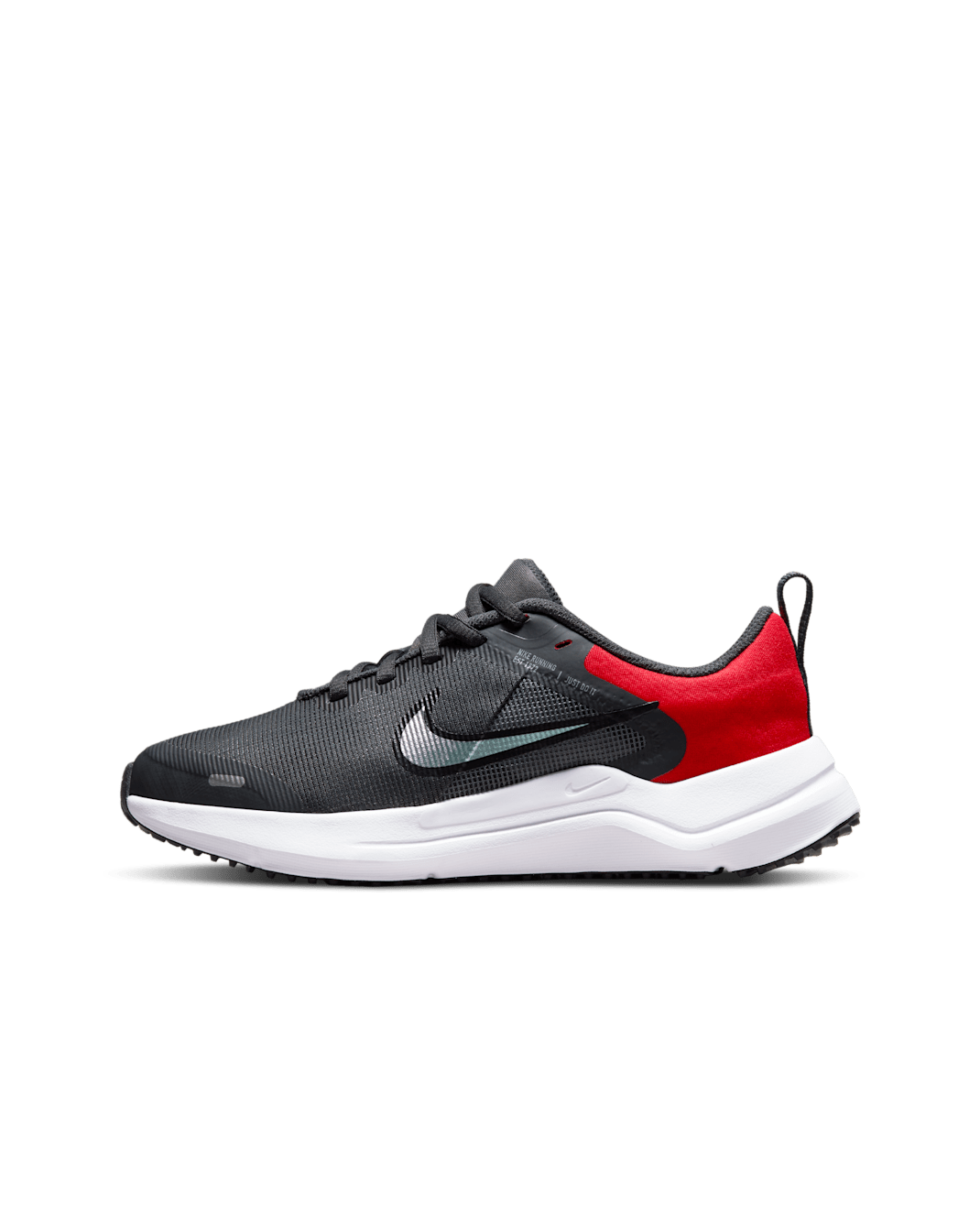 Nike Downshifter 12 Older Kids' Road Running Shoes - Anthracite/Light Smoke Grey/University Red/Light Smoke Grey