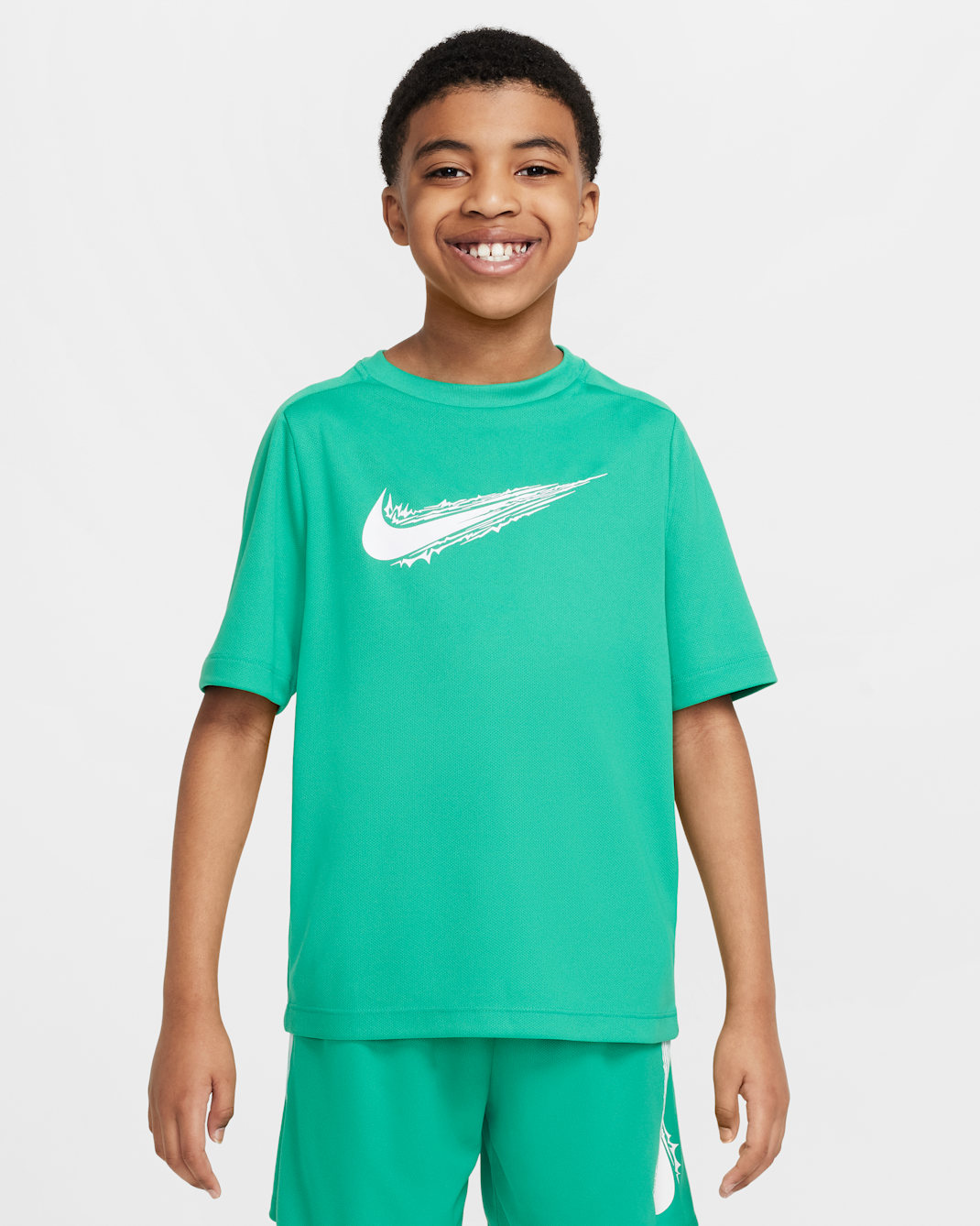 Nike Multi Big Kids' (Boys') Dri-FIT Short-Sleeve Top - Stadium Green/White