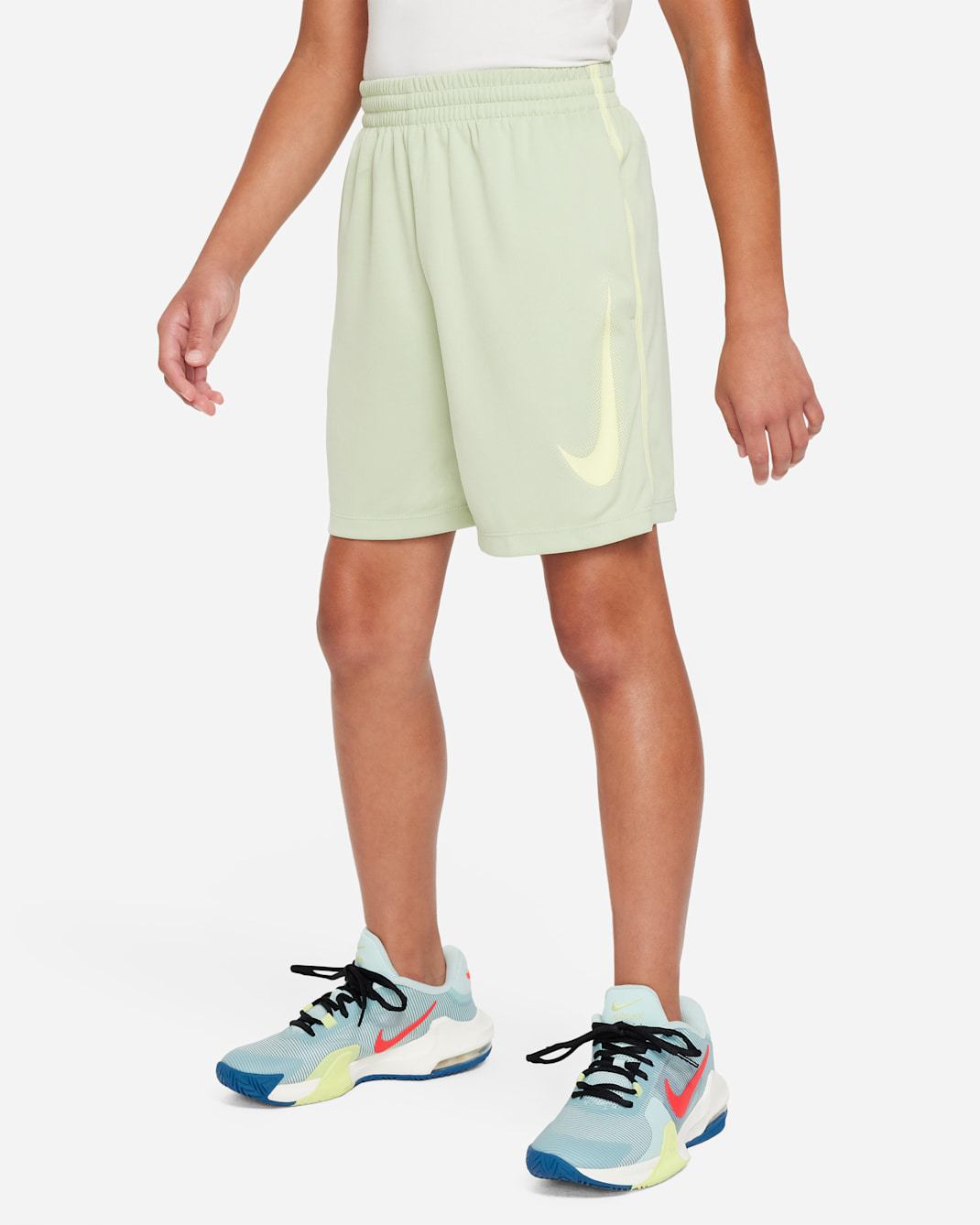 Nike Multi 大童 (男童) Dri-FIT 圖樣訓練短褲 - Honeydew/Luminous Green/Luminous Green
