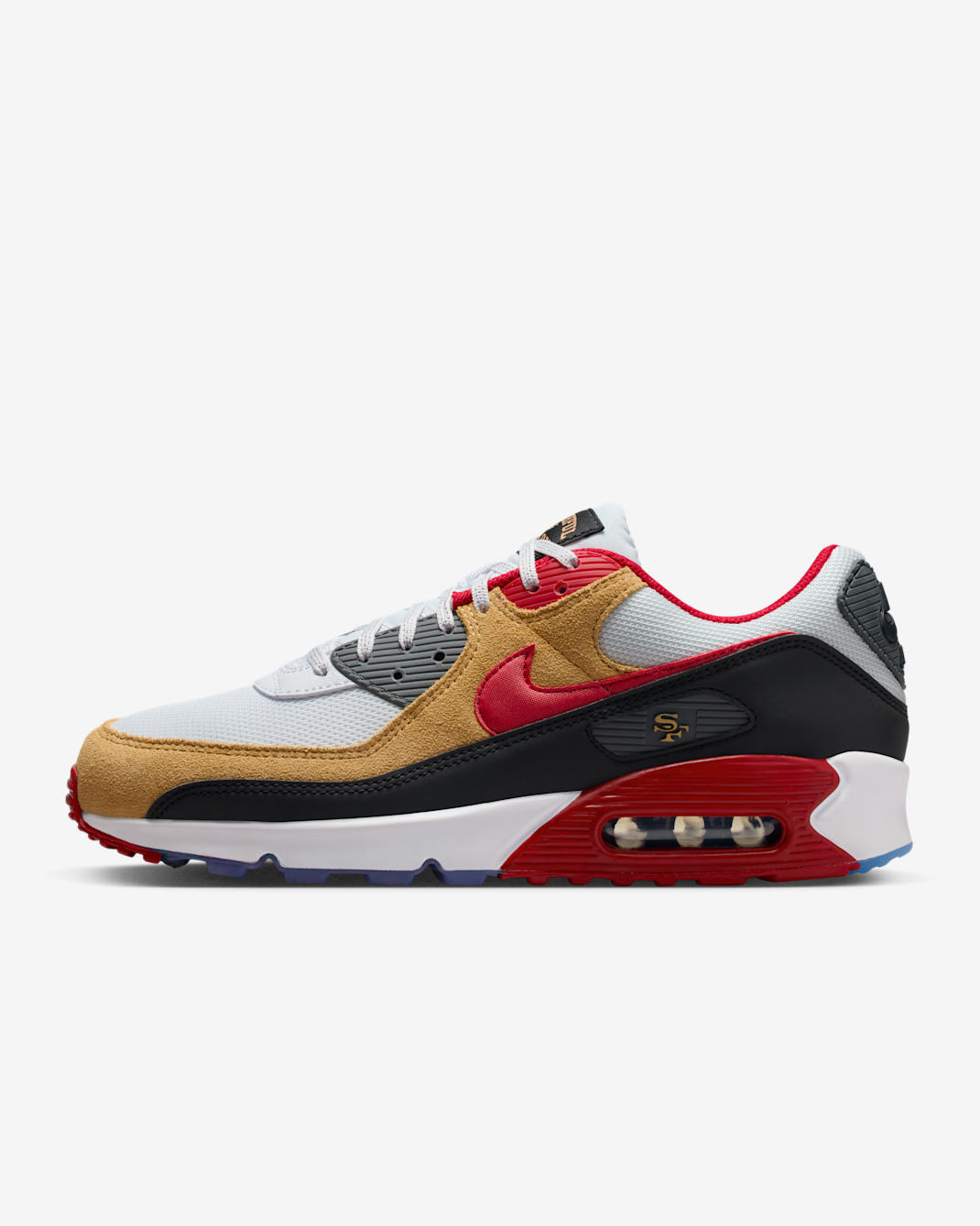 San Fransisco 49ers Air Max 90 Men's Nike Shoes - White/Black/Gym Red