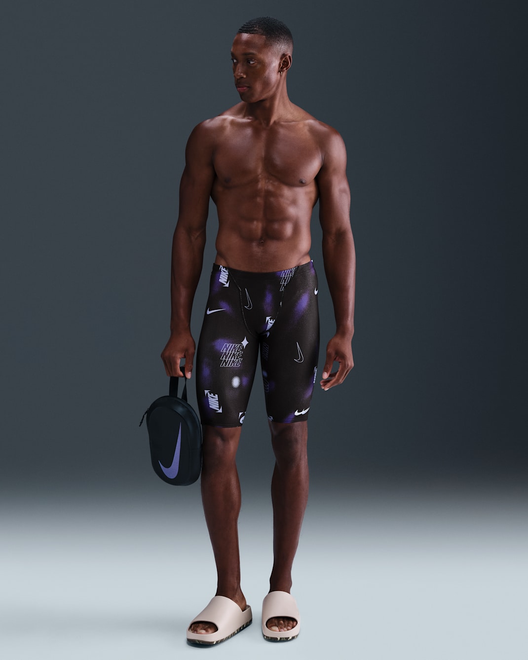Jammer para hombre Nike Swim HydraStrong - Negro/Morado cancha/Hortensias/Blanco