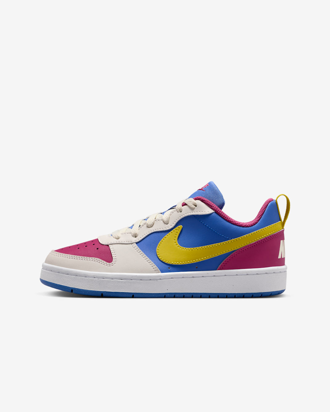 Nike Court Borough Low Recraft Big Kids' Shoes - Sweet Beet/Soft Pearl/Comet Blue/Bright Citron