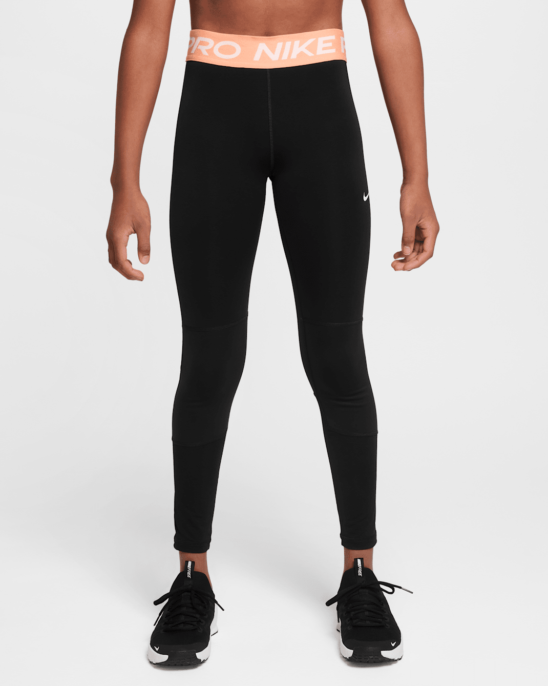 Nike Pro Dri-FIT Older Kids' (Girls') Leggings - Black/Apricot Agate/White